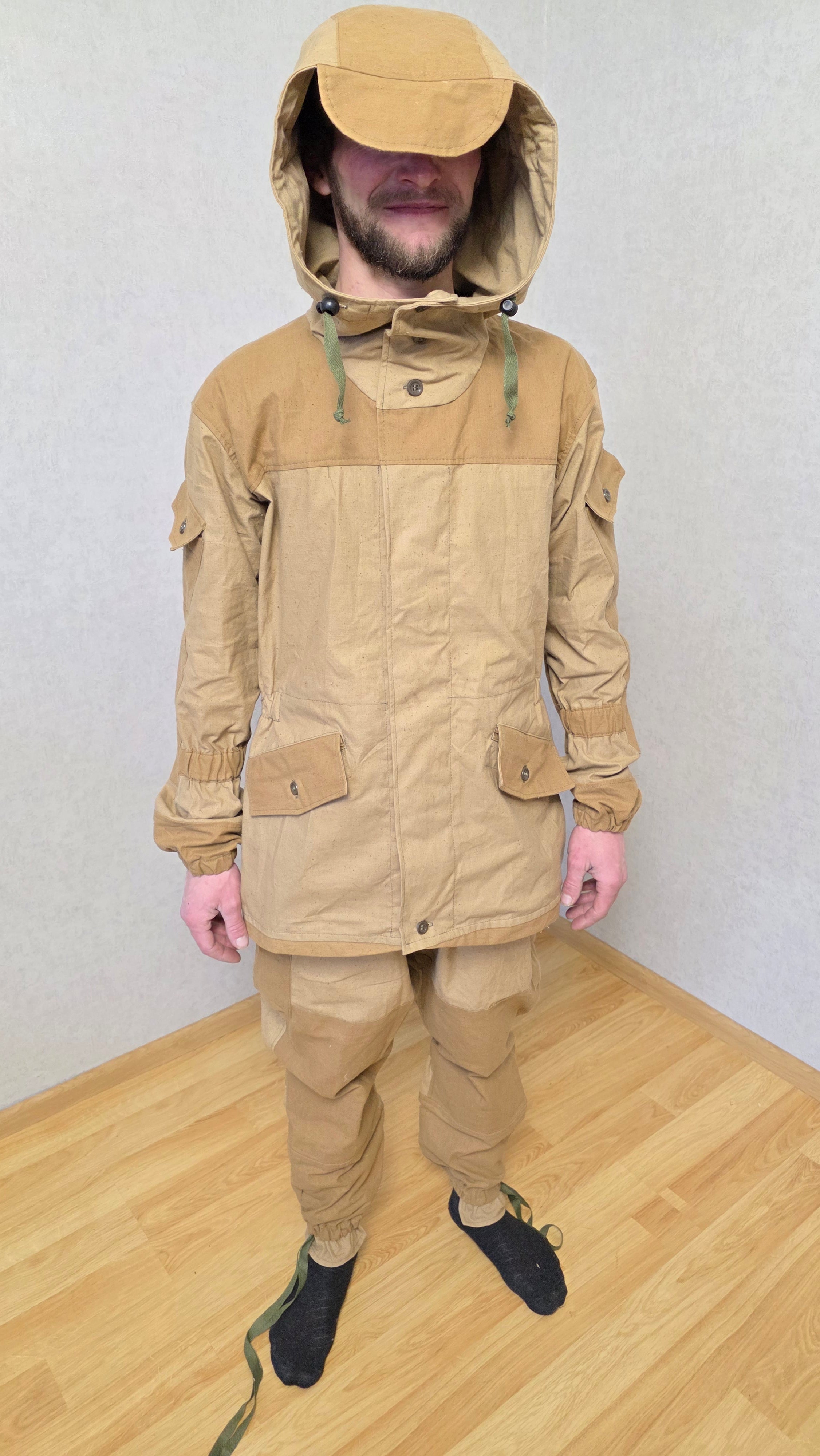 Vintage Soviet USSR Gorka Suit Set Sand Outdoor Outfit With Suspenders