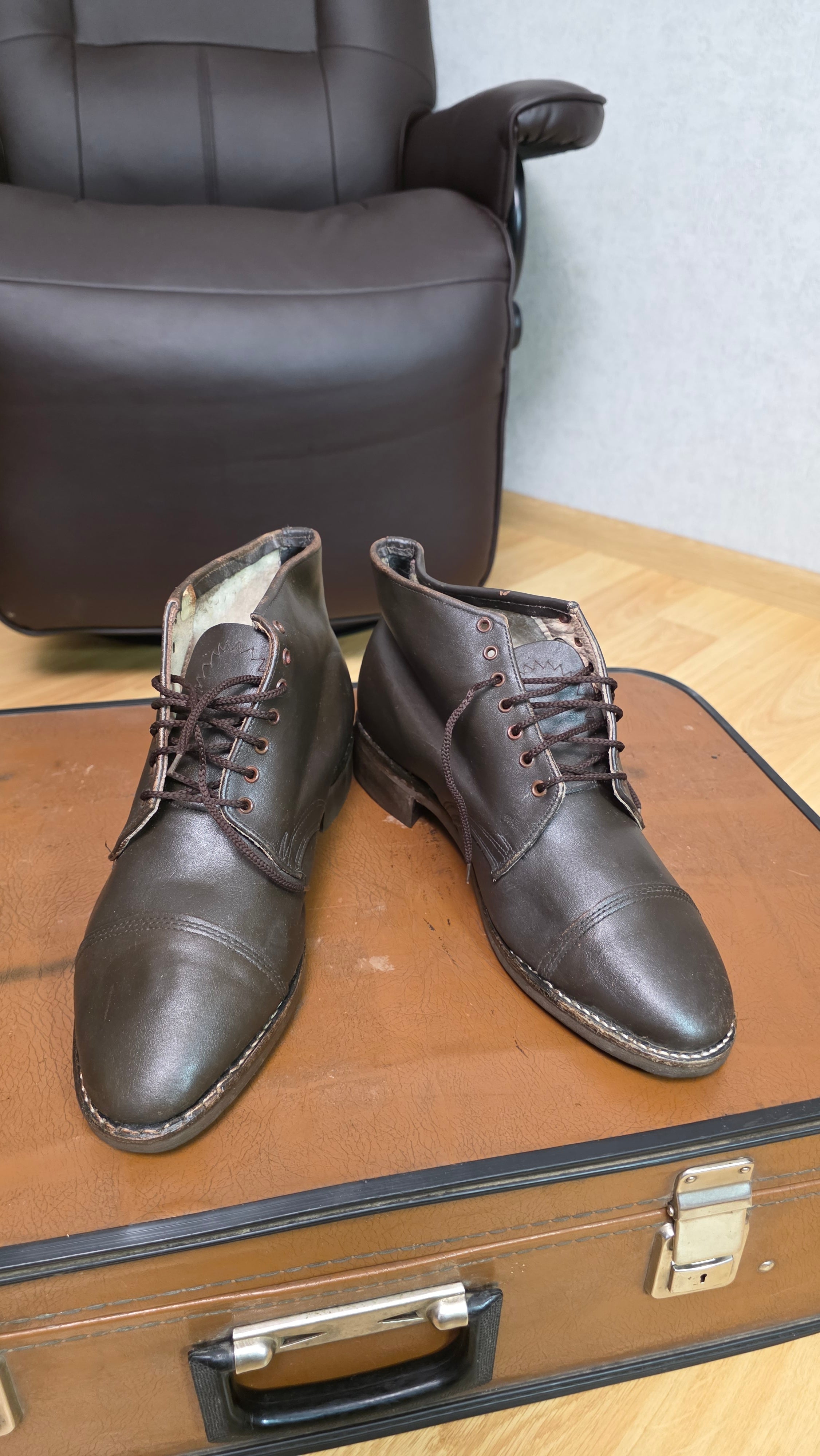 Vintage Soviet USSR Insulated Officer Ankle Boots Winter Leather Footwear - Legend Returns Vintage