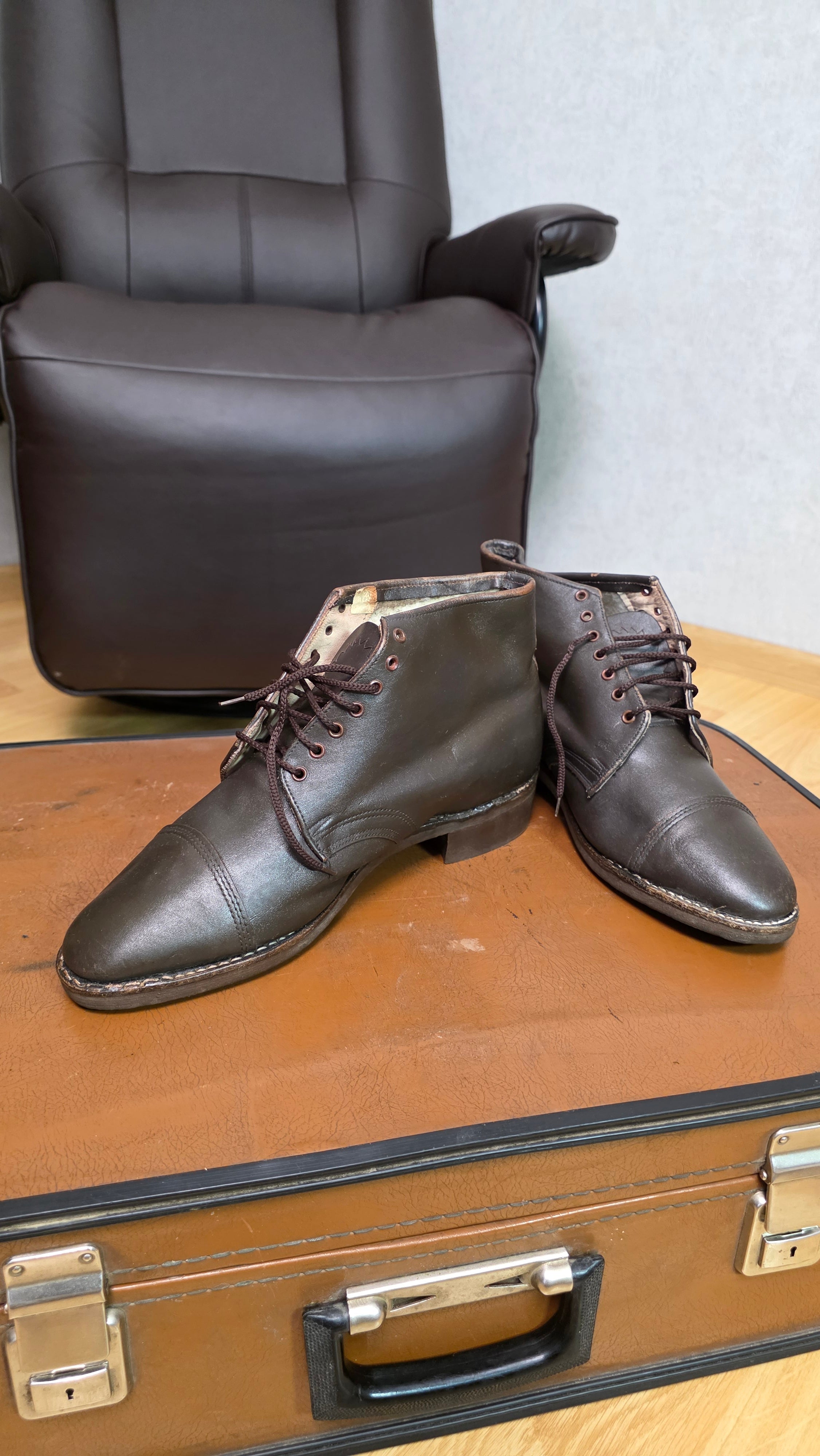 Vintage Soviet USSR Insulated Officer Ankle Boots Winter Leather Footwear - Legend Returns Vintage