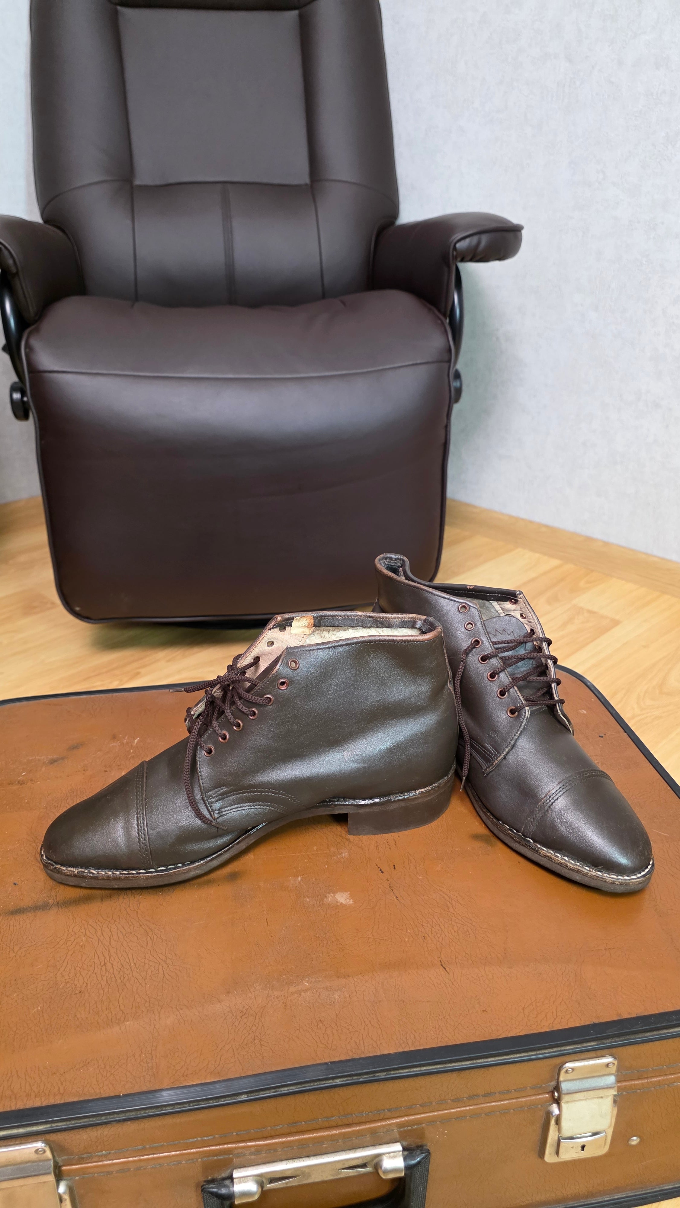 Vintage Soviet USSR Insulated Officer Ankle Boots Winter Leather Footwear - Legend Returns Vintage