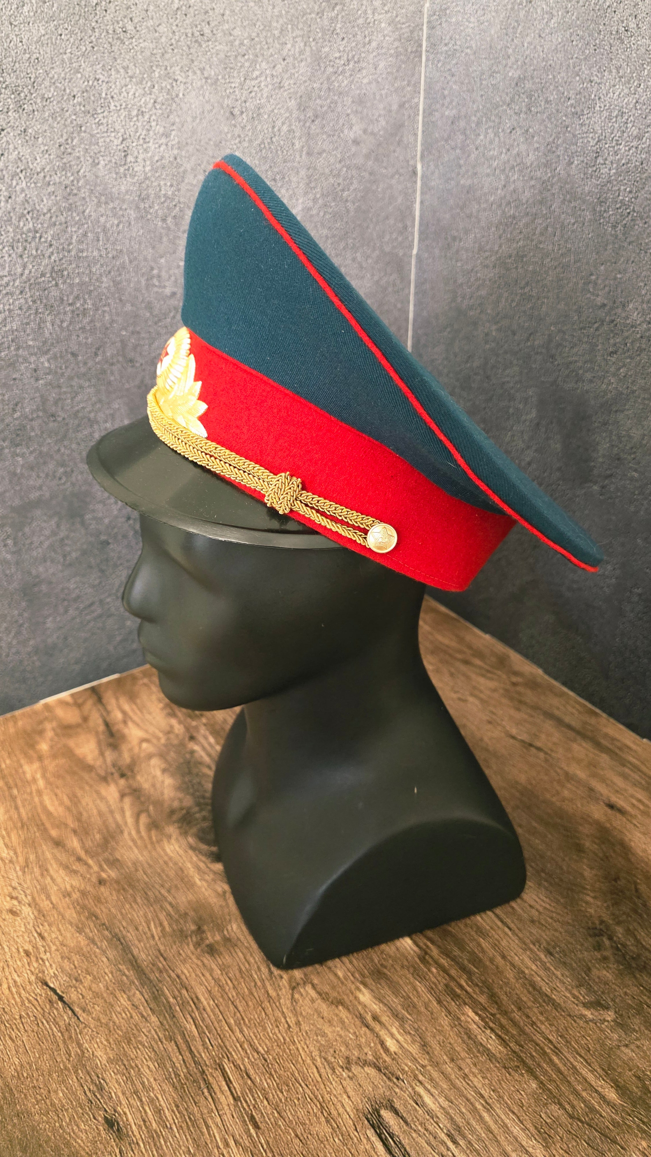 Vintage Soviet USSR Officer Parade Visor Cap Sea Wave Crown Red Band