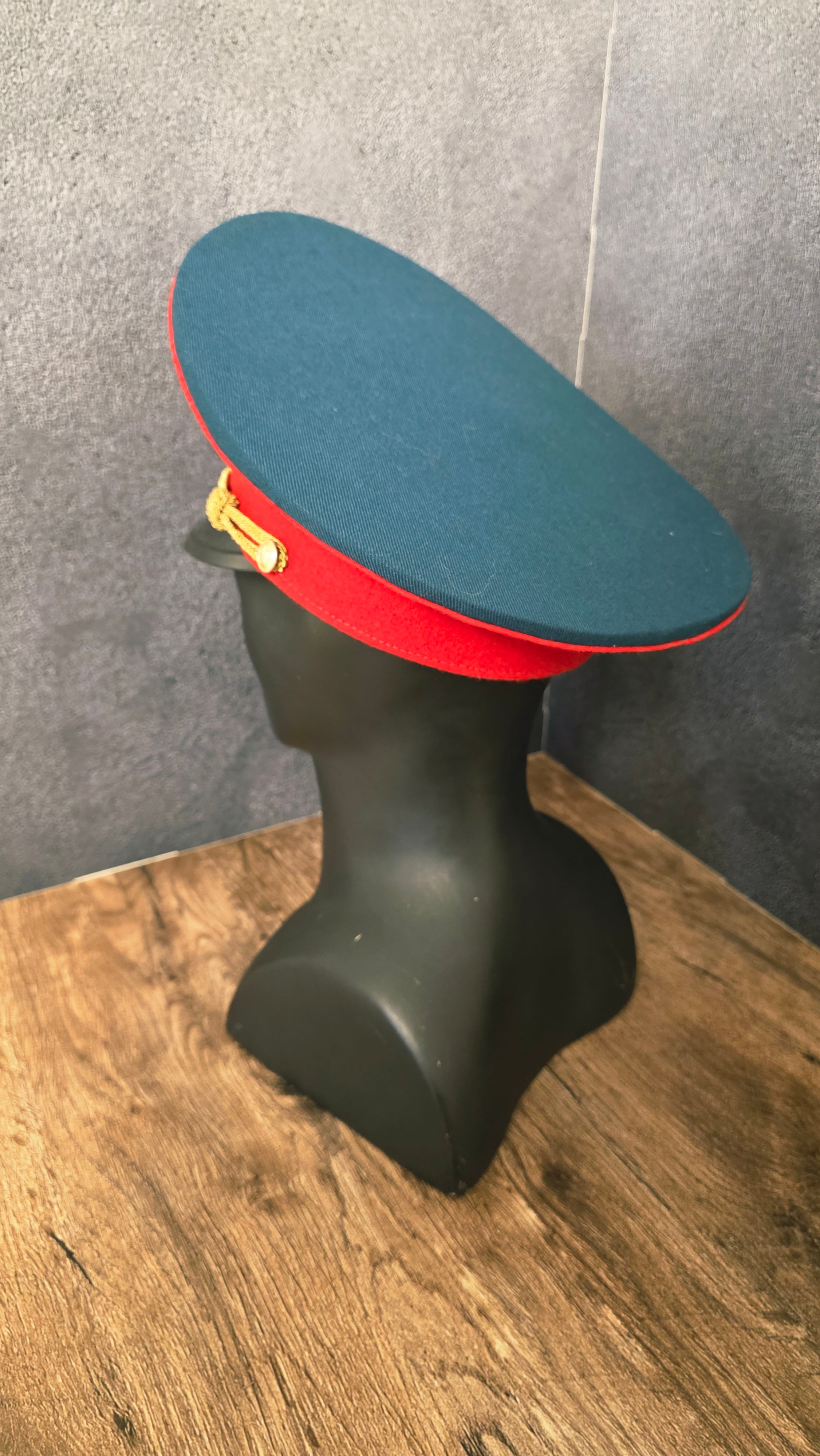 Vintage Soviet USSR Officer Parade Visor Cap Sea Wave Crown Red Band