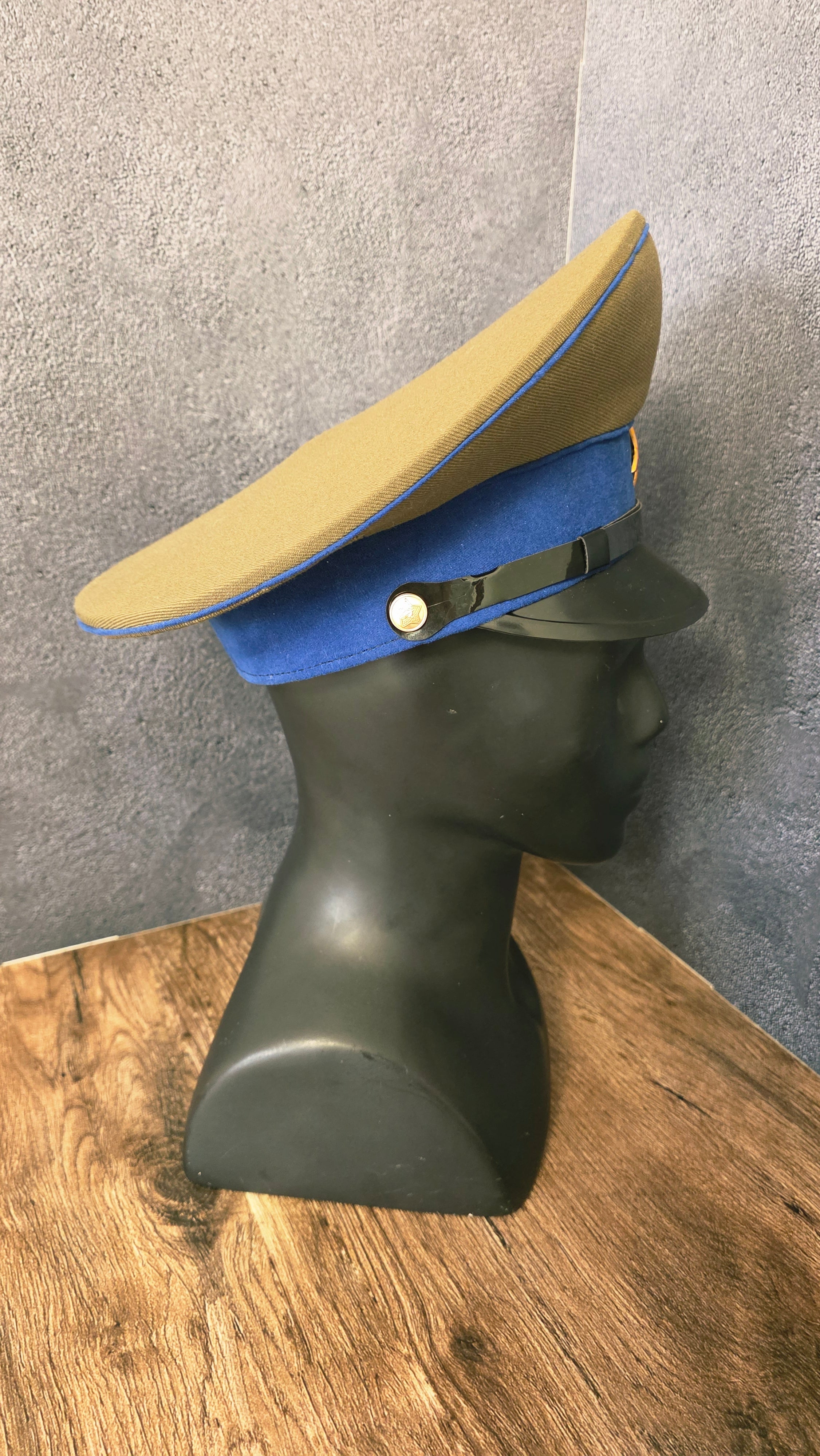 Vintage Soviet USSR RKKA Cavalry Visor Cap 1935 Khaki Blue Piping Hat