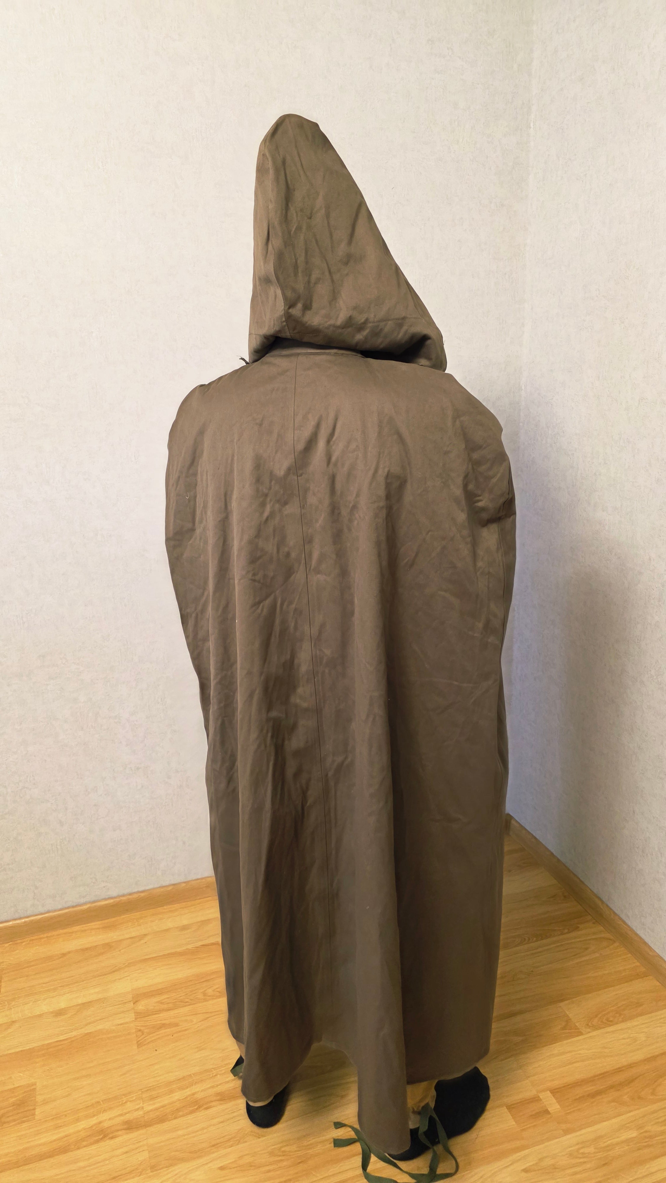 Vintage Soviet USSR Rubberized Canvas Rain Cape Tent Hooded Poncho