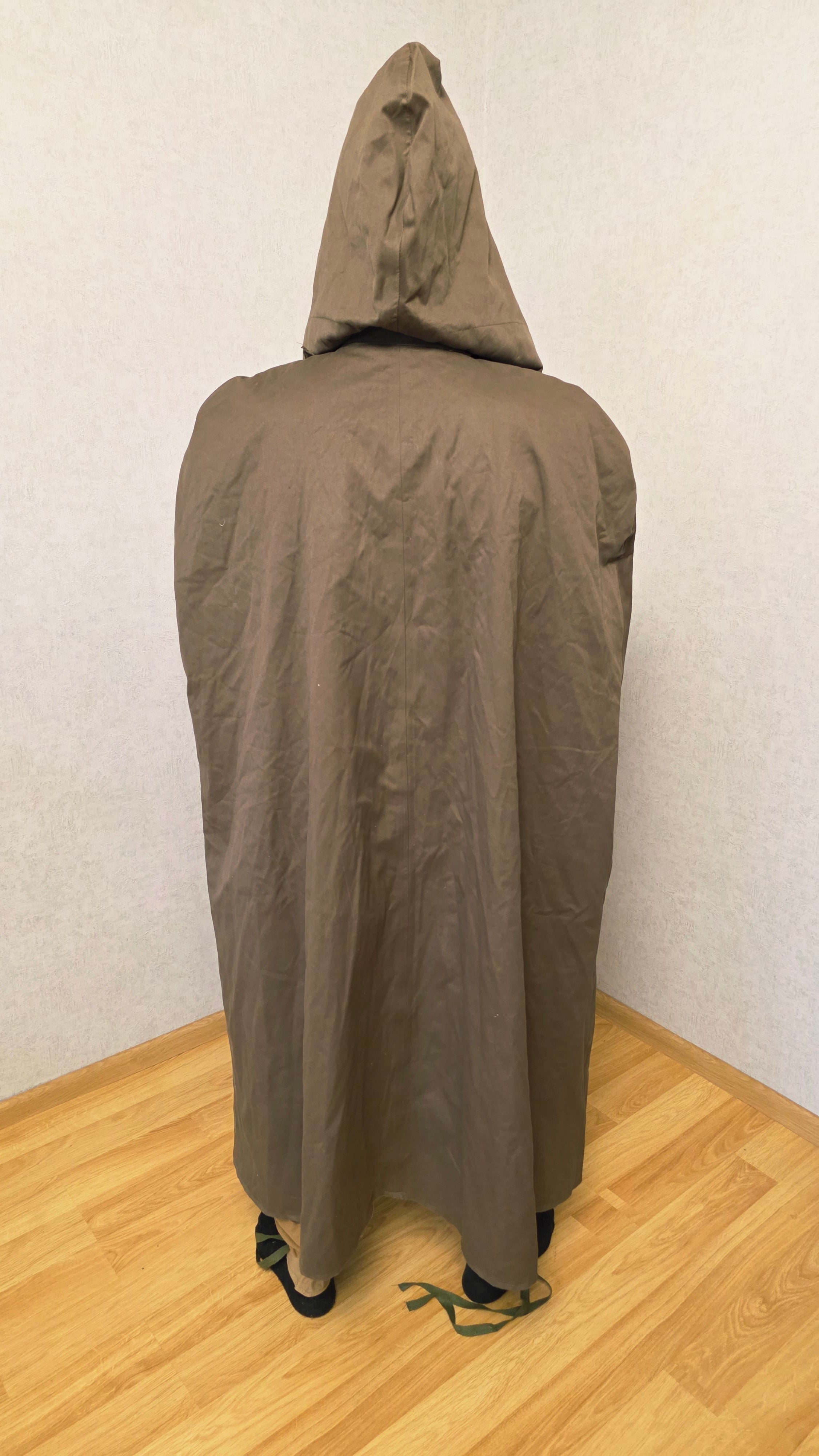 Vintage Soviet USSR Rubberized Canvas Rain Cape Tent Hooded Poncho
