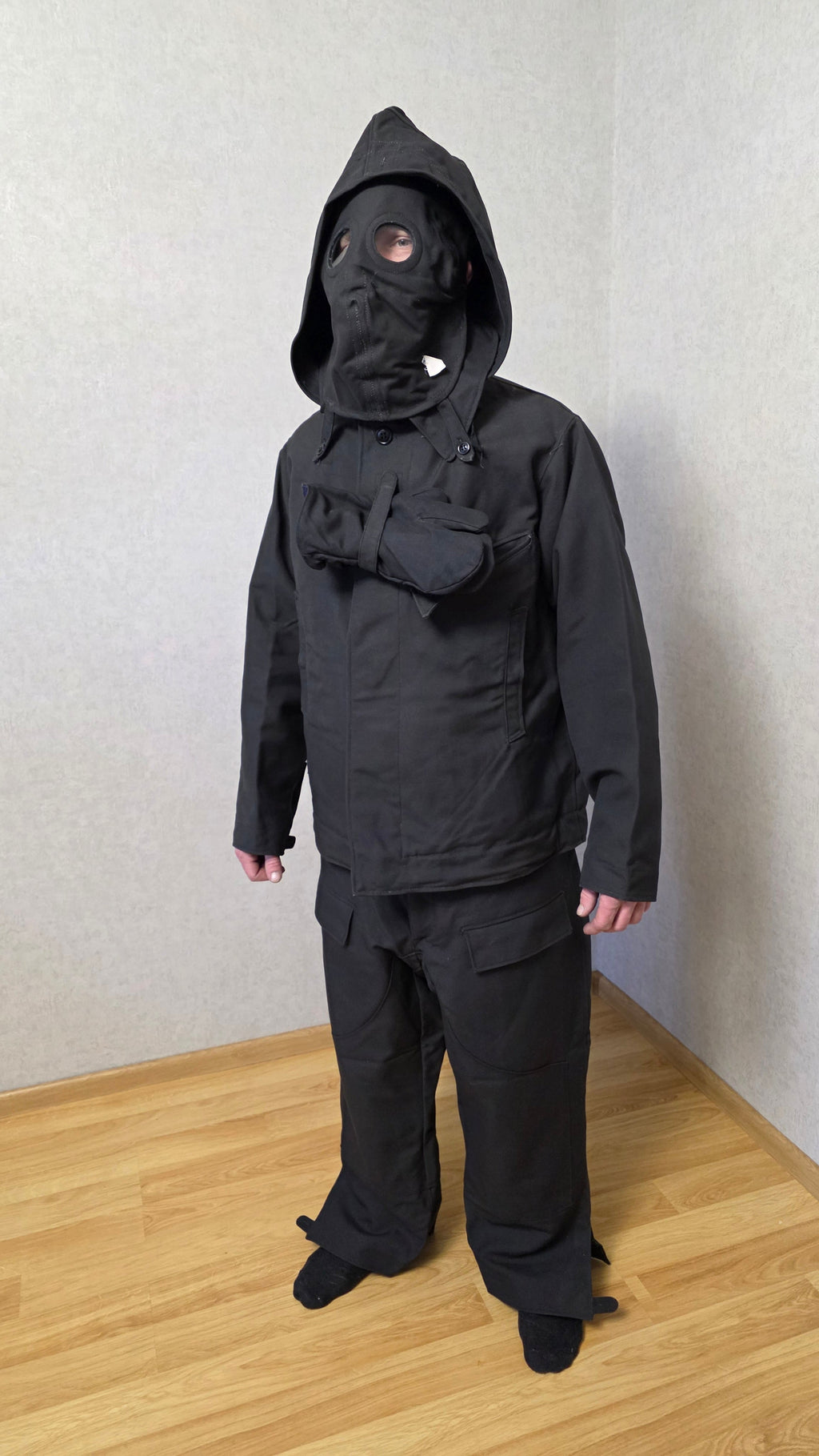 Vintage Soviet USSR TOZ Tank Crew Suit Set Black Tanker Uniform