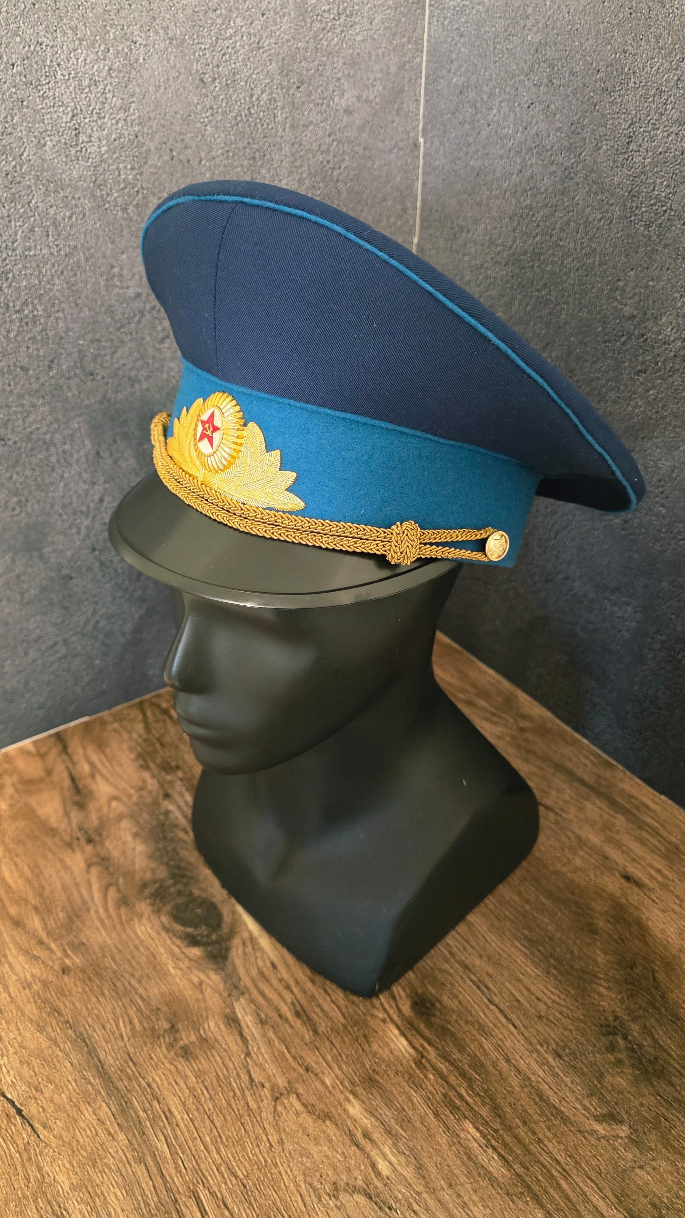 Vintage Soviet USSR VVS VDV Officer Parade Visor Cap Blue Band 1969 Pattern