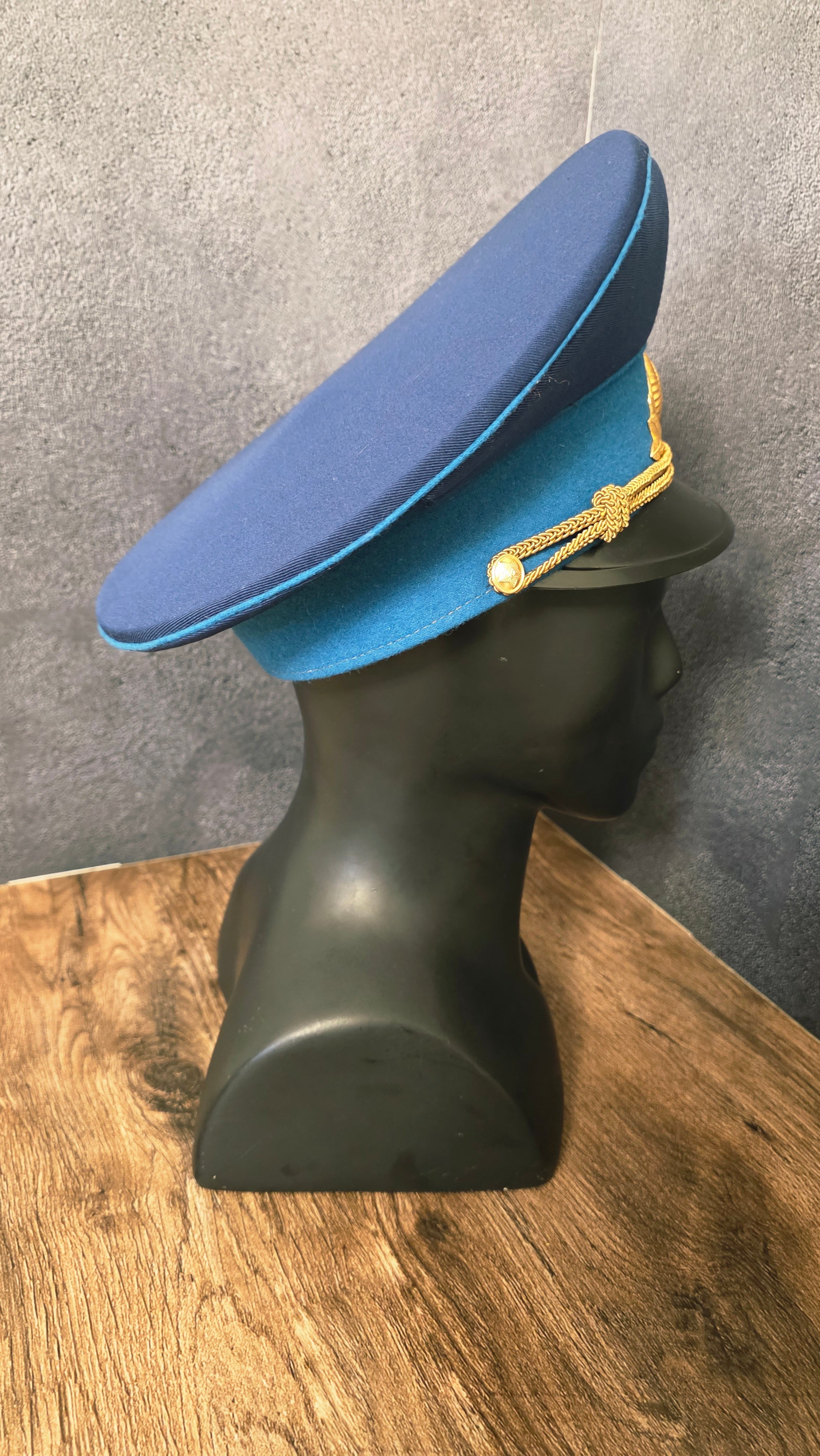 Vintage Soviet USSR VVS VDV Officer Parade Visor Cap Blue Band 1969 Pattern