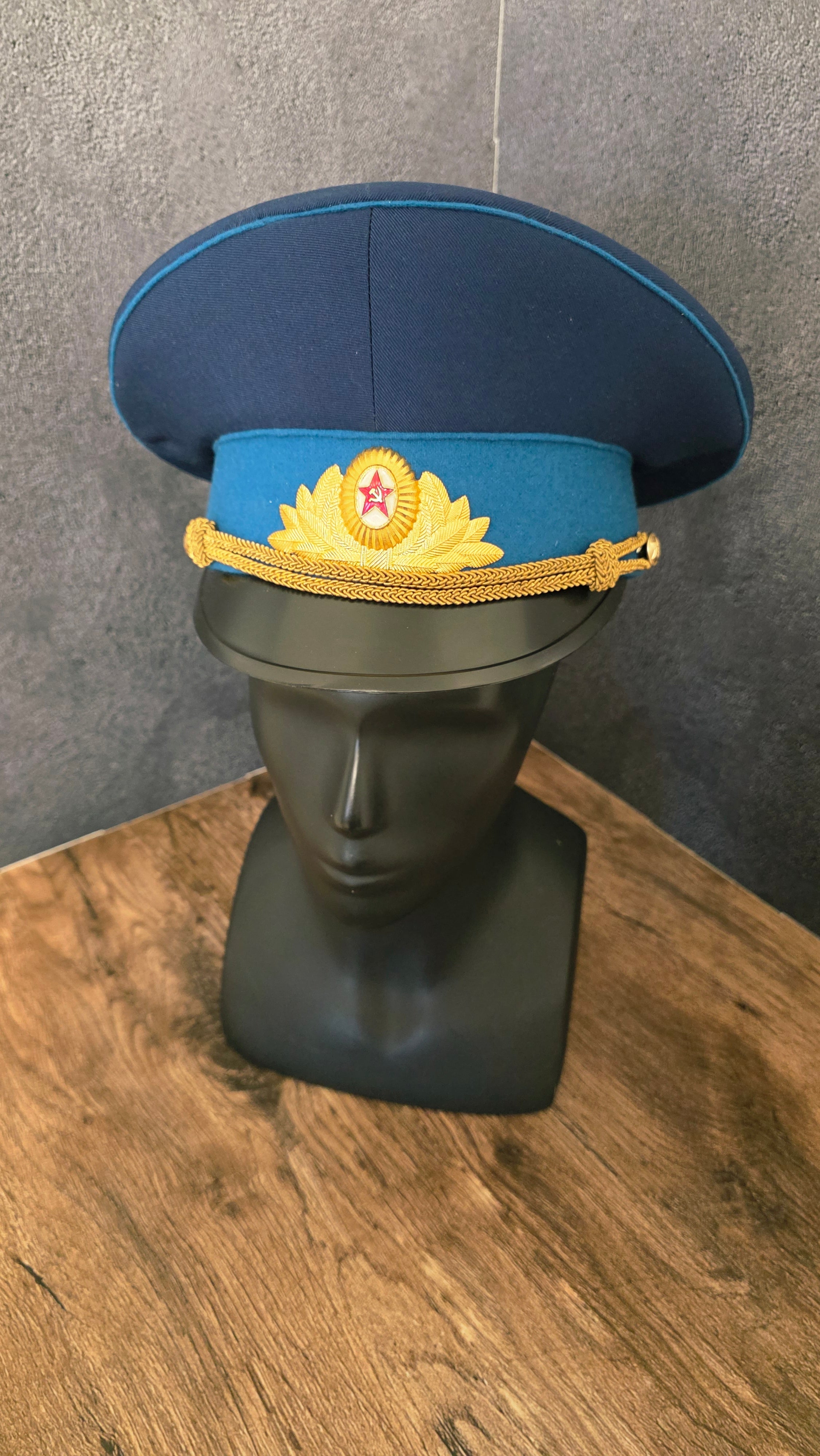 Vintage Soviet USSR VVS VDV Officer Parade Visor Cap Blue Band 1969 Pattern