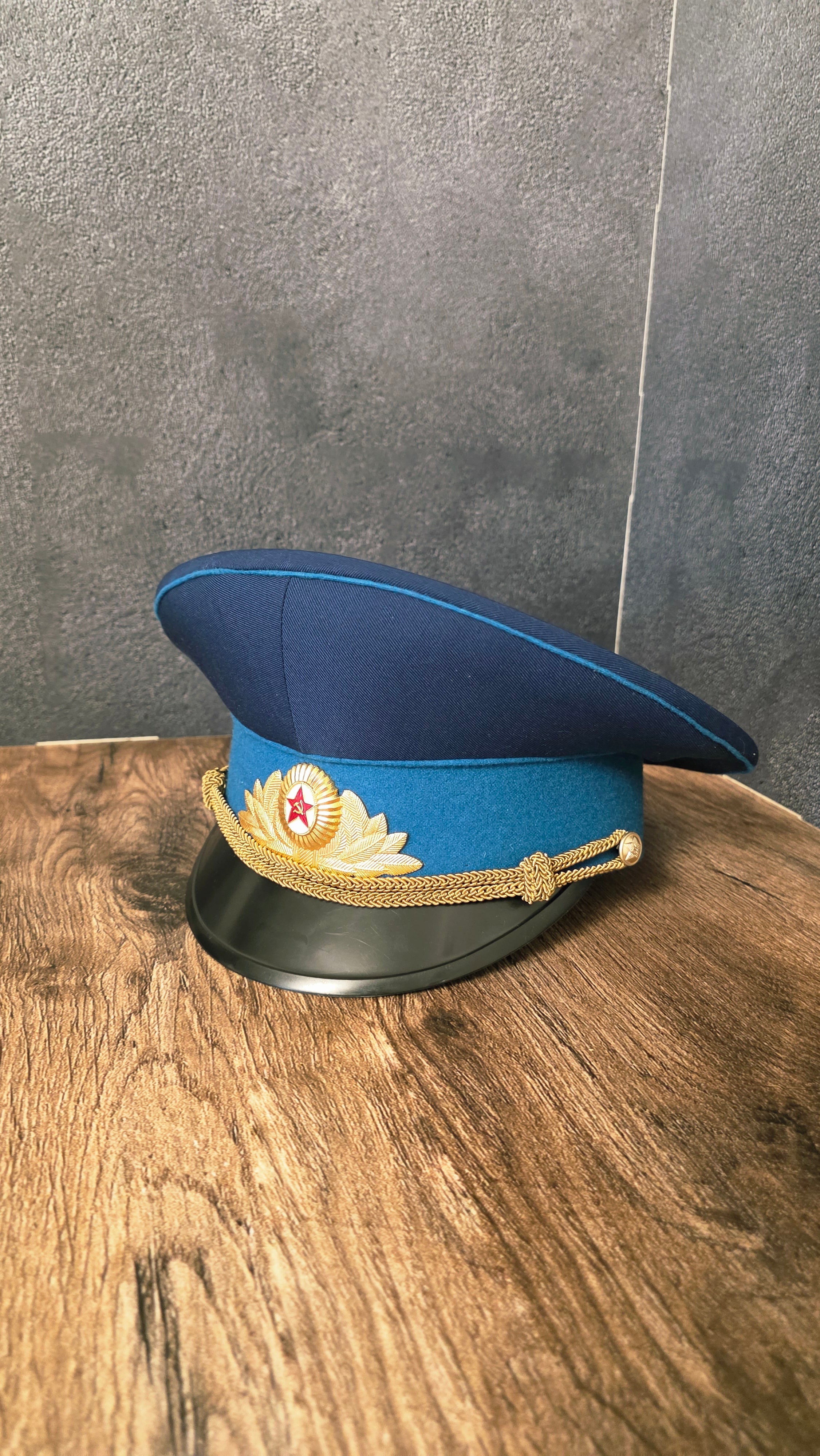 Vintage Soviet USSR VVS VDV Officer Parade Visor Cap Blue Band 1969 Pattern