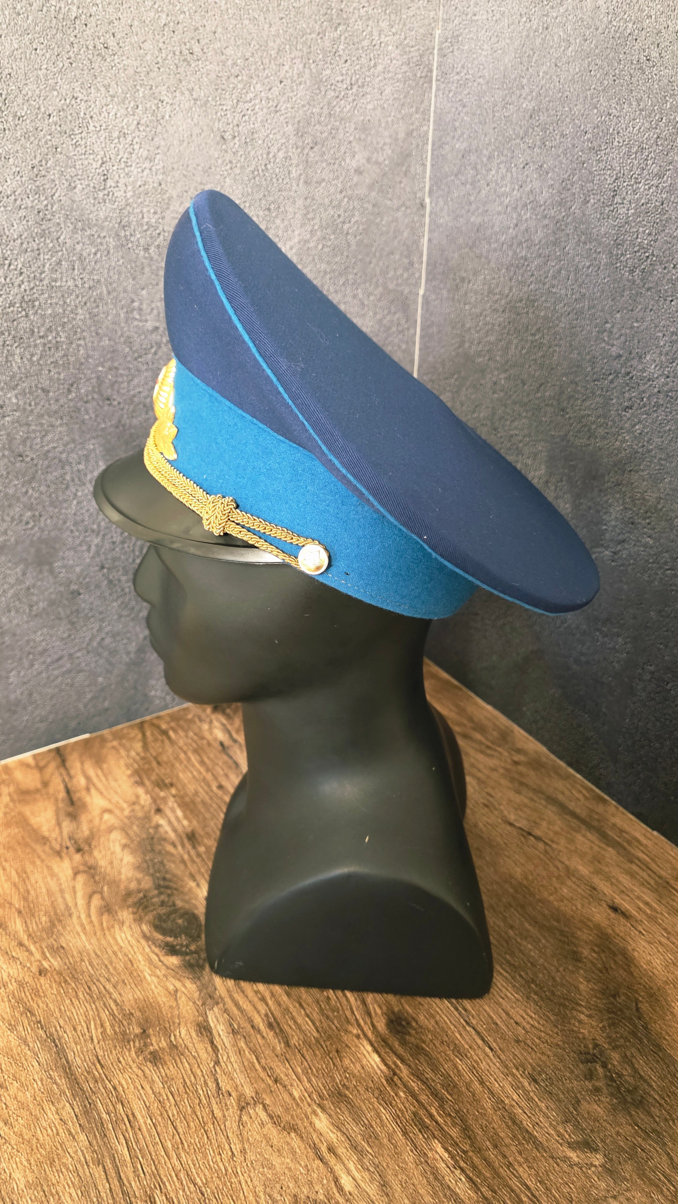 Vintage Soviet USSR VVS VDV Officer Parade Visor Cap Blue Band 1969 Pattern