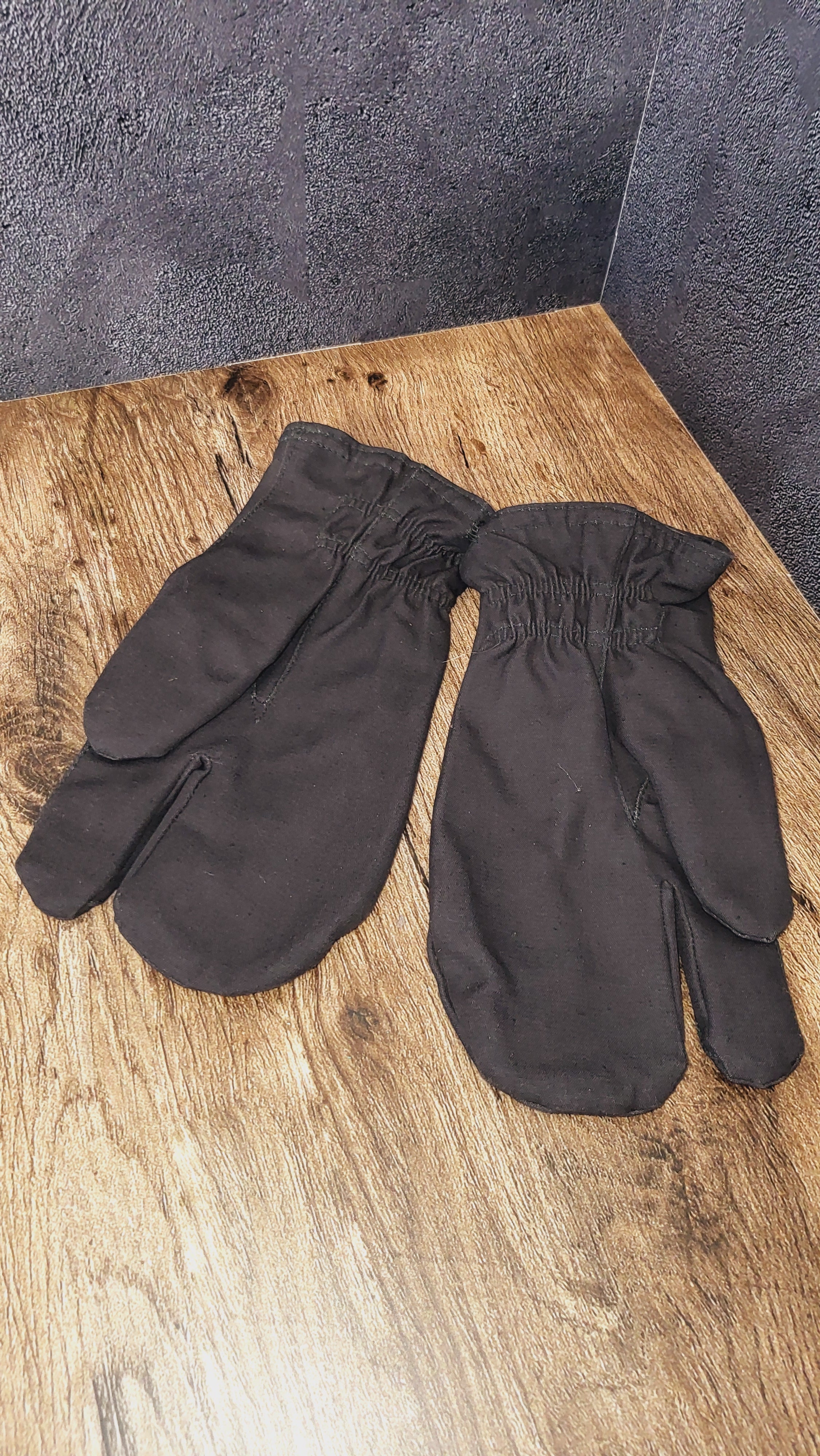Vintage Soviet USSR Winter Mittens Black Cold Weather Work Gloves