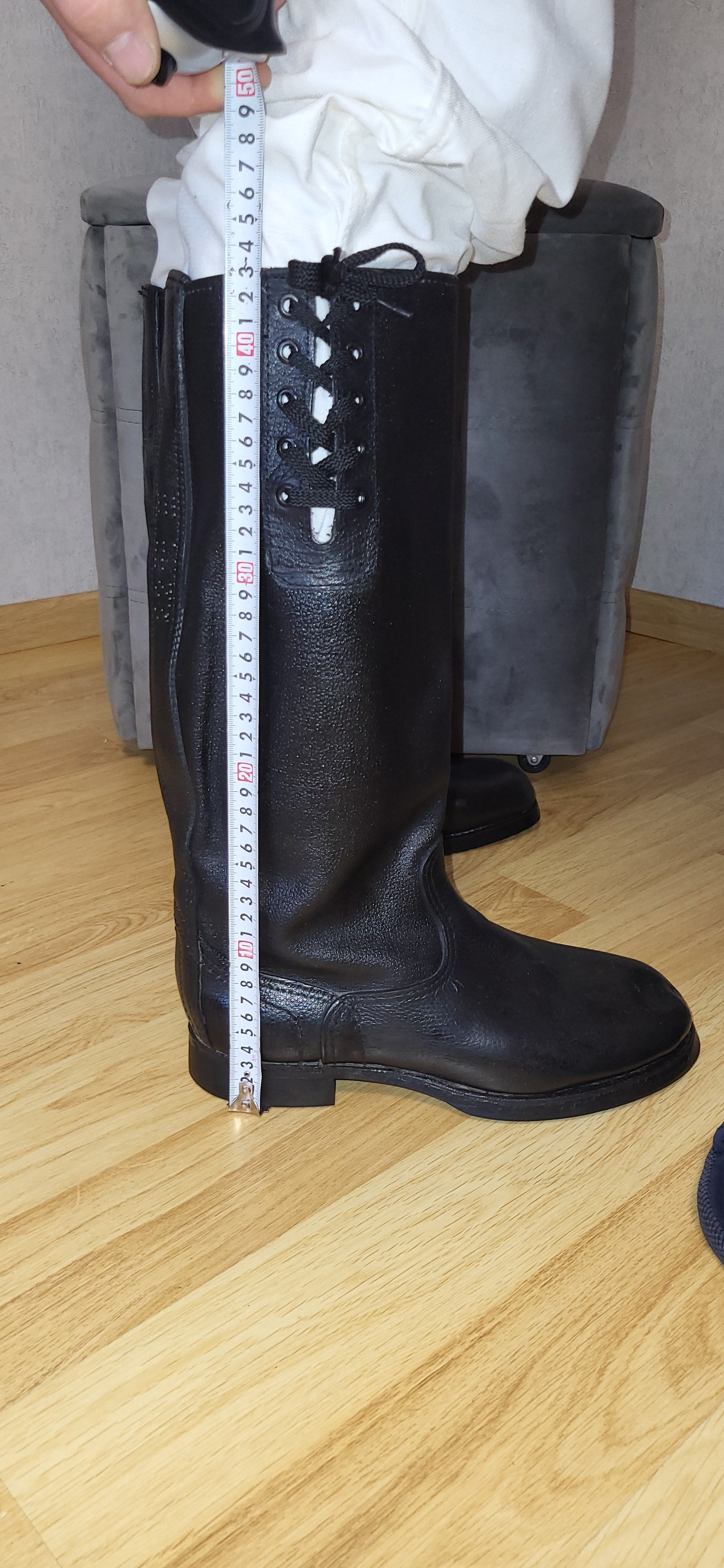 Vintage Soviet VDV Kirza Lace-Up Tall Boots USSR Side Lacing Boots