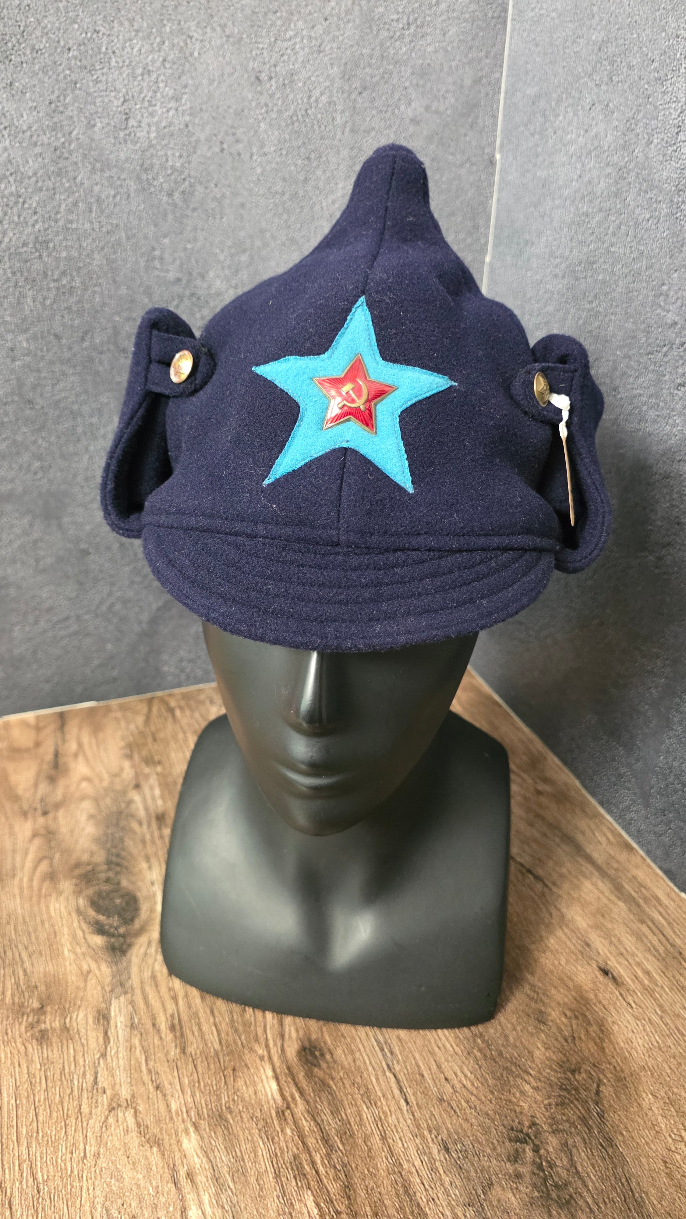 Vintage Soviet VVS Budenovka 1935 Pattern Dark Blue Air Force Cap №3