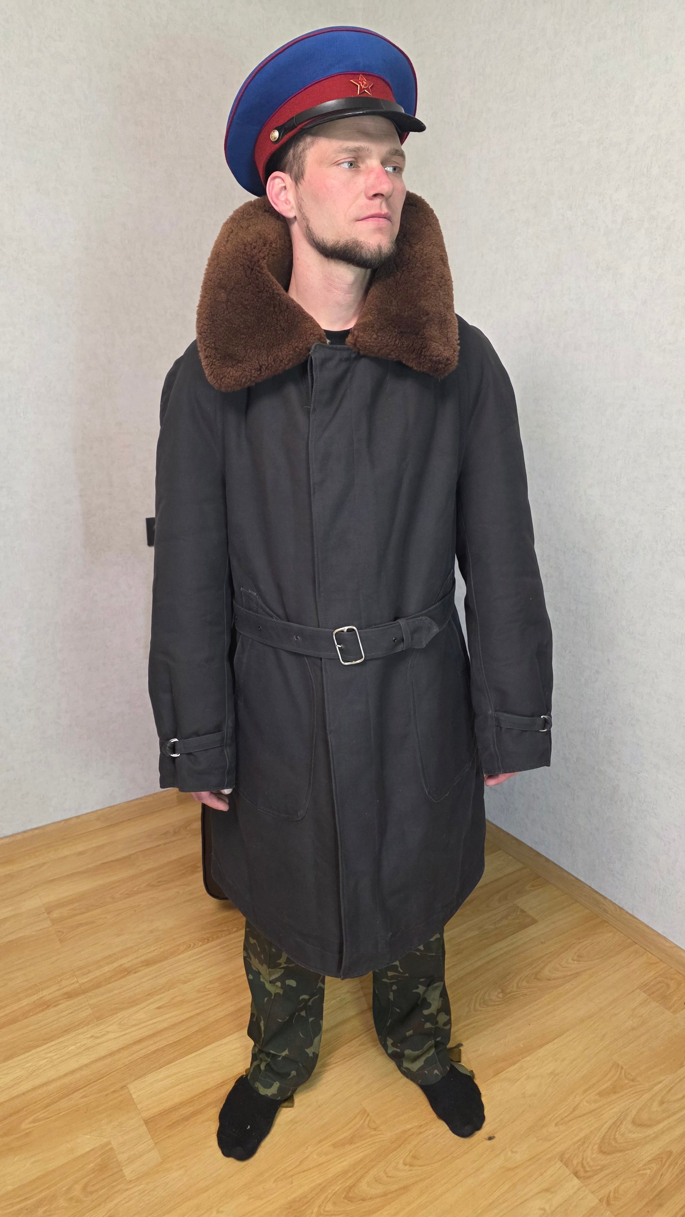 Vintage Soviet Winter Bushlat Coat USSR Cold Weather Officer Jacket