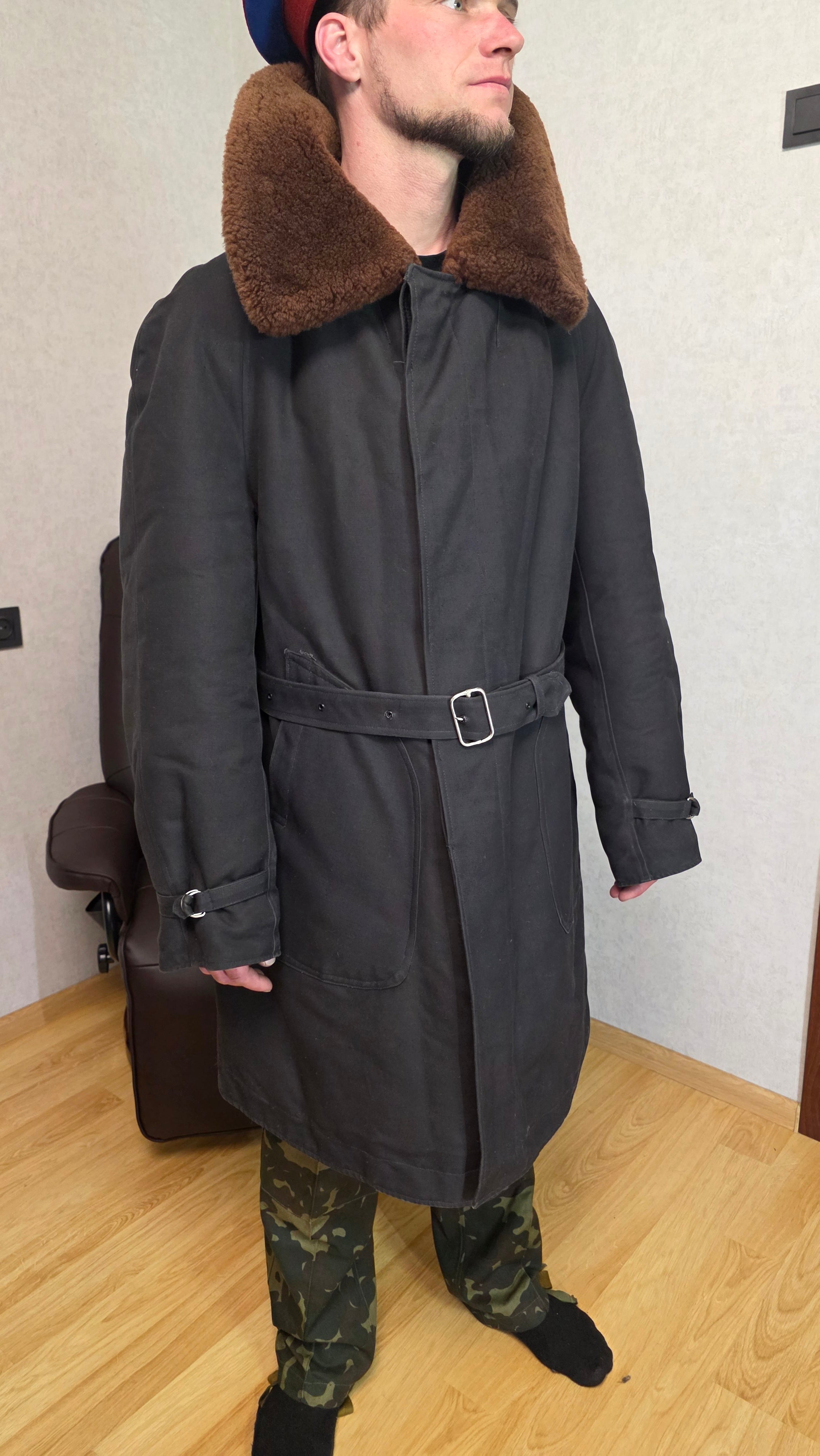 Vintage Soviet Winter Bushlat Coat USSR Cold Weather Officer Jacket