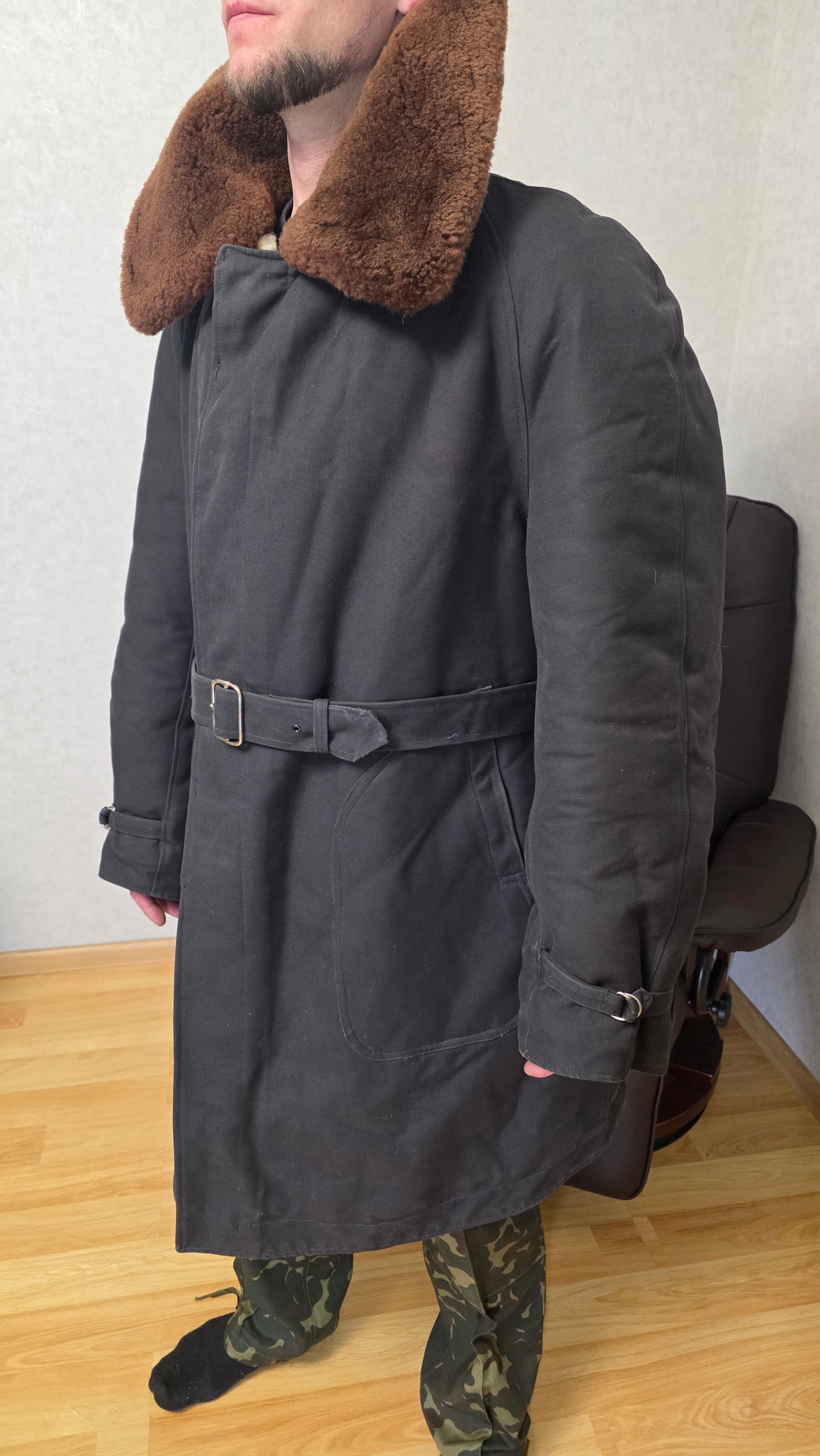 Vintage Soviet Winter Bushlat Coat USSR Cold Weather Officer Jacket