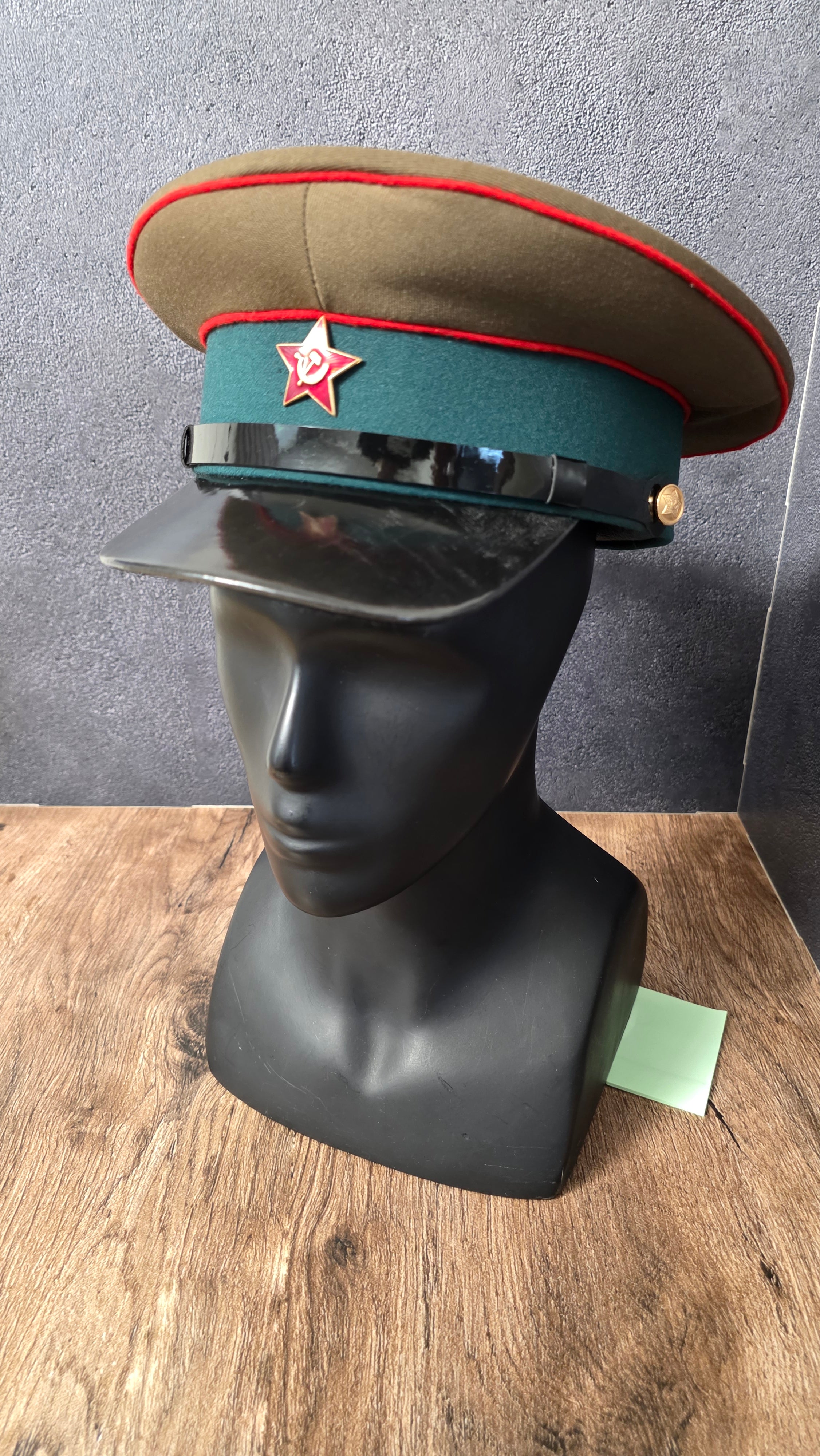 Vintage USSR Command Staff Visor Cap Green Crown Blue Band 1935 Pattern