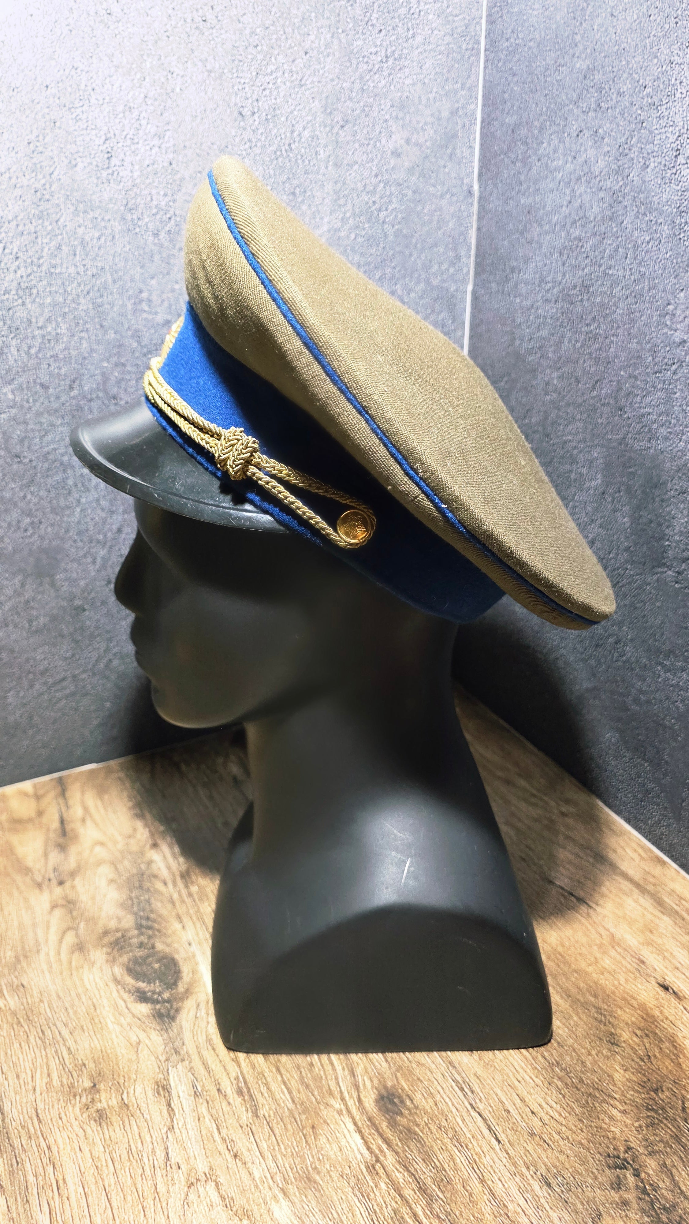 Vintage USSR KGB Soviet Officer Visor Cap Dark Blue Piping