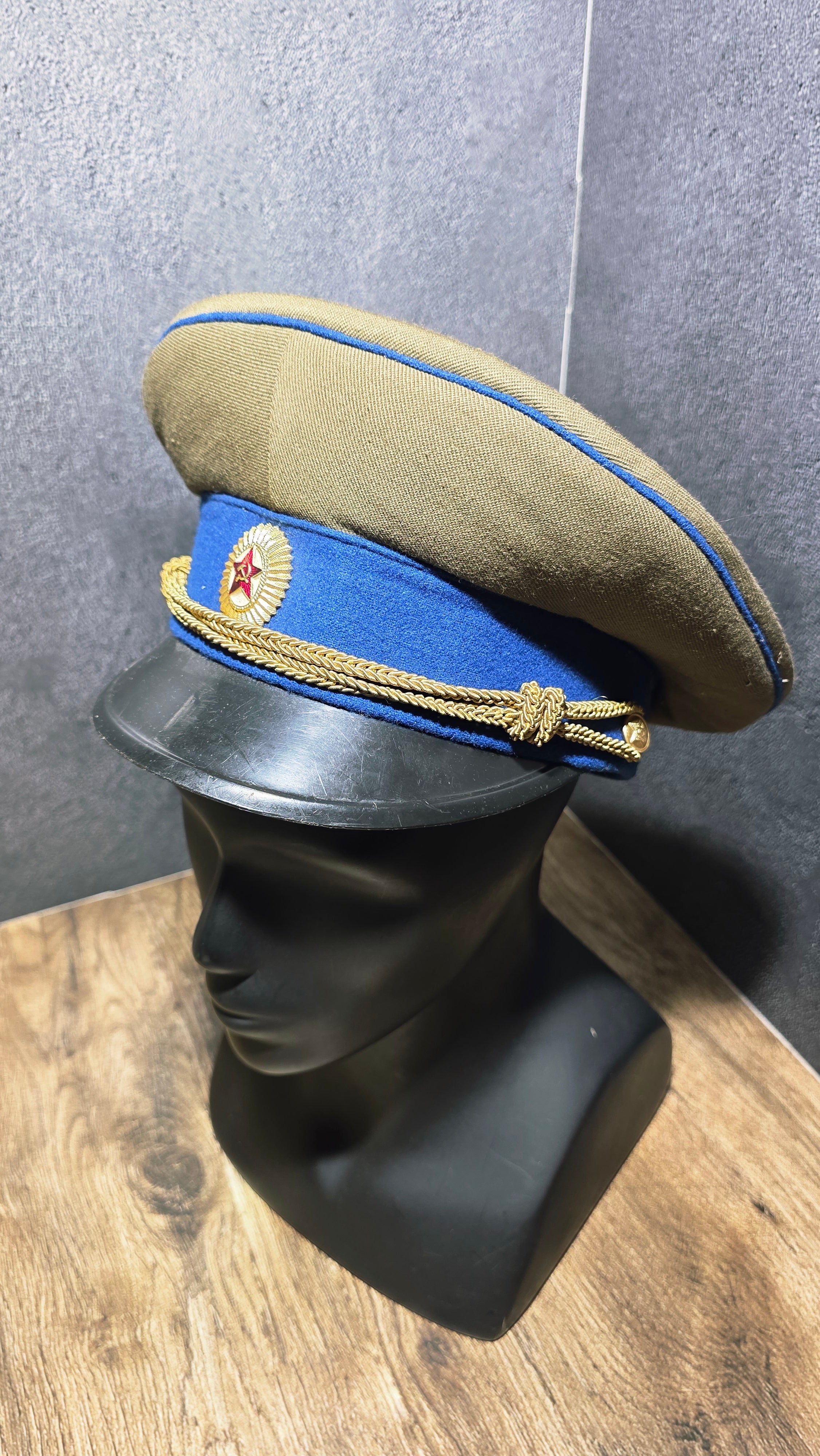 Vintage USSR KGB Soviet Officer Visor Cap Dark Blue Piping