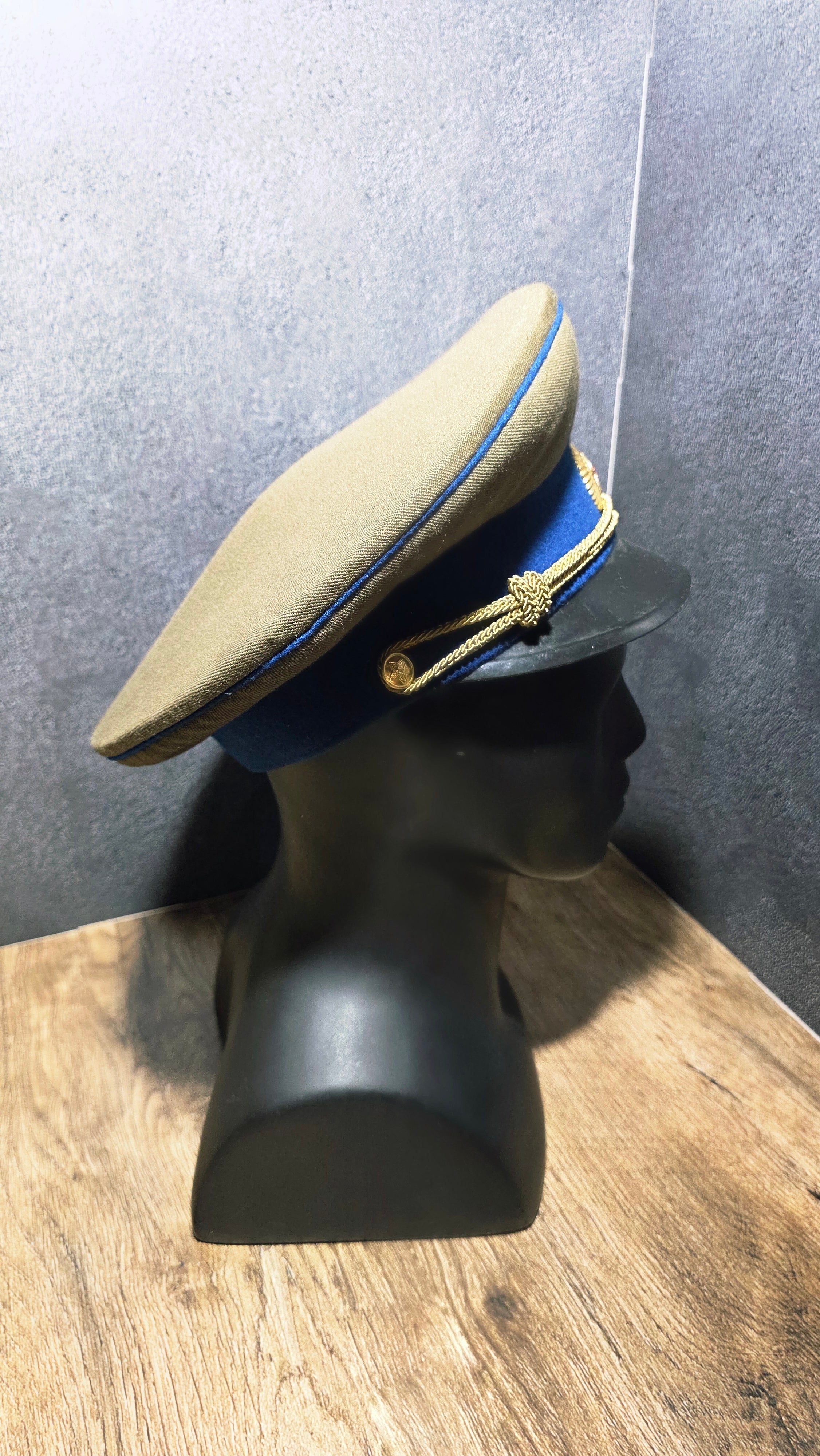 Vintage USSR KGB Soviet Officer Visor Cap Dark Blue Piping
