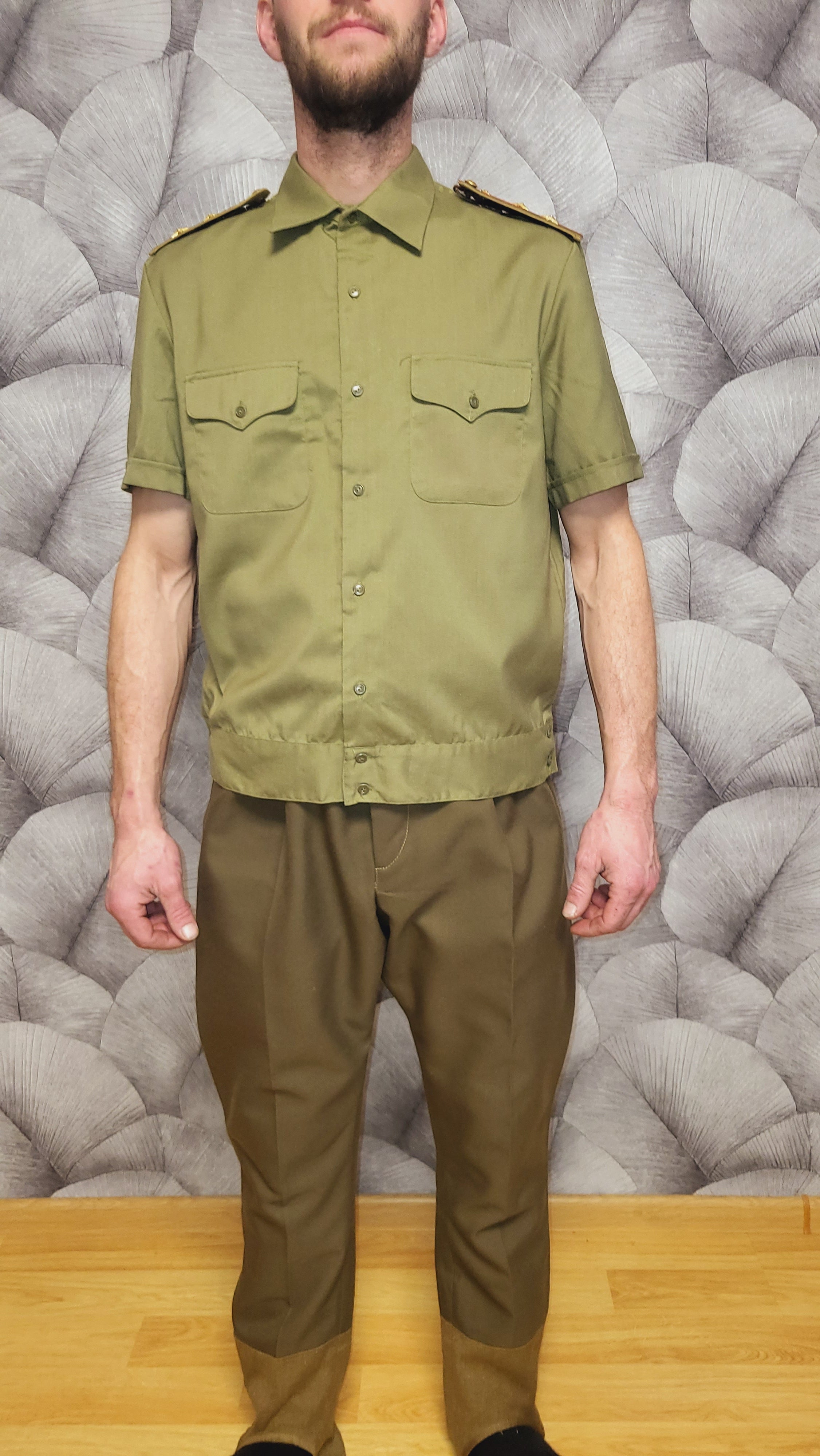 Vintage USSR Khaki Short Sleeve Shirt with Epaulettes Rank Choice Available