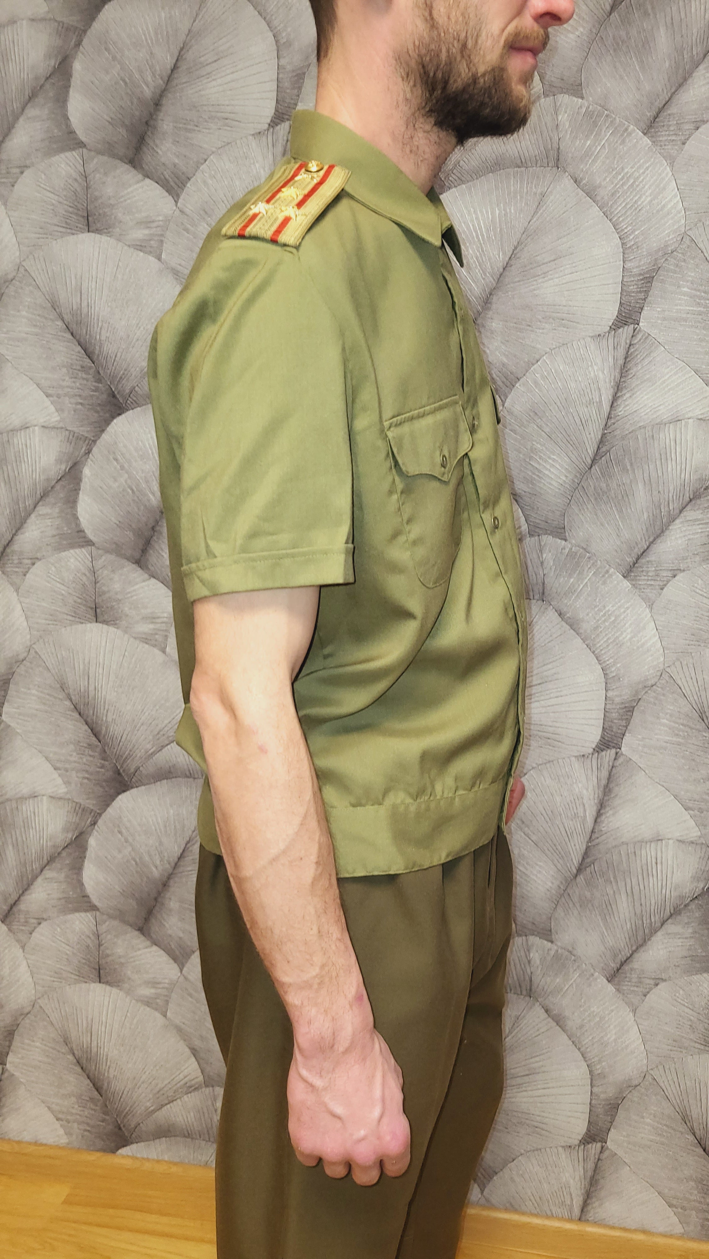 Vintage USSR Khaki Short Sleeve Shirt with Epaulettes Rank Choice Available