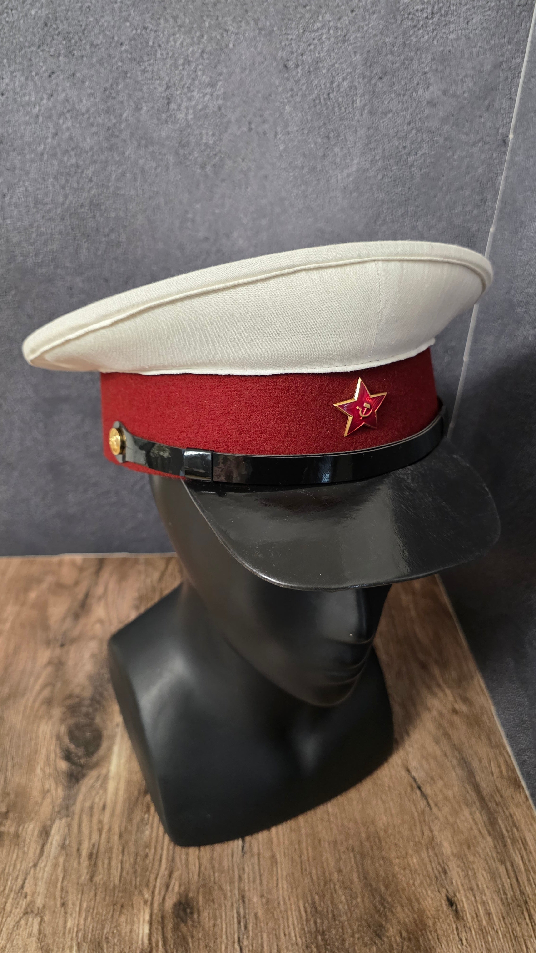 Vintage USSR Militsiya Visor Cap White Crown Blue Band 1947 Pattern