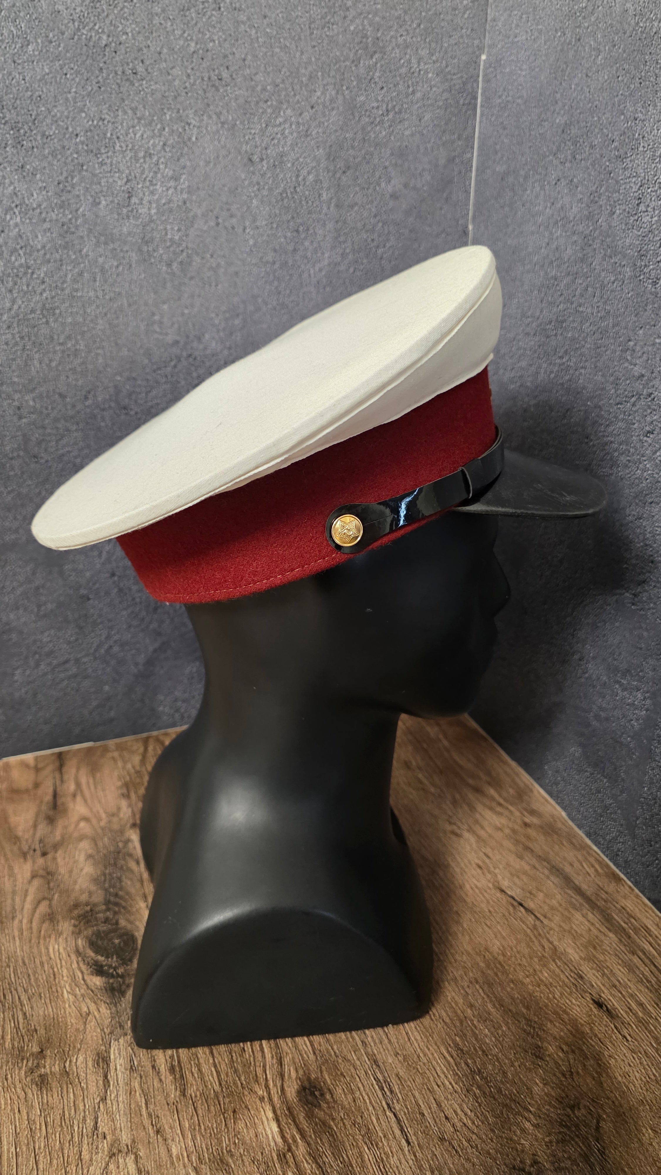 Vintage USSR Militsiya Visor Cap White Crown Blue Band 1947 Pattern