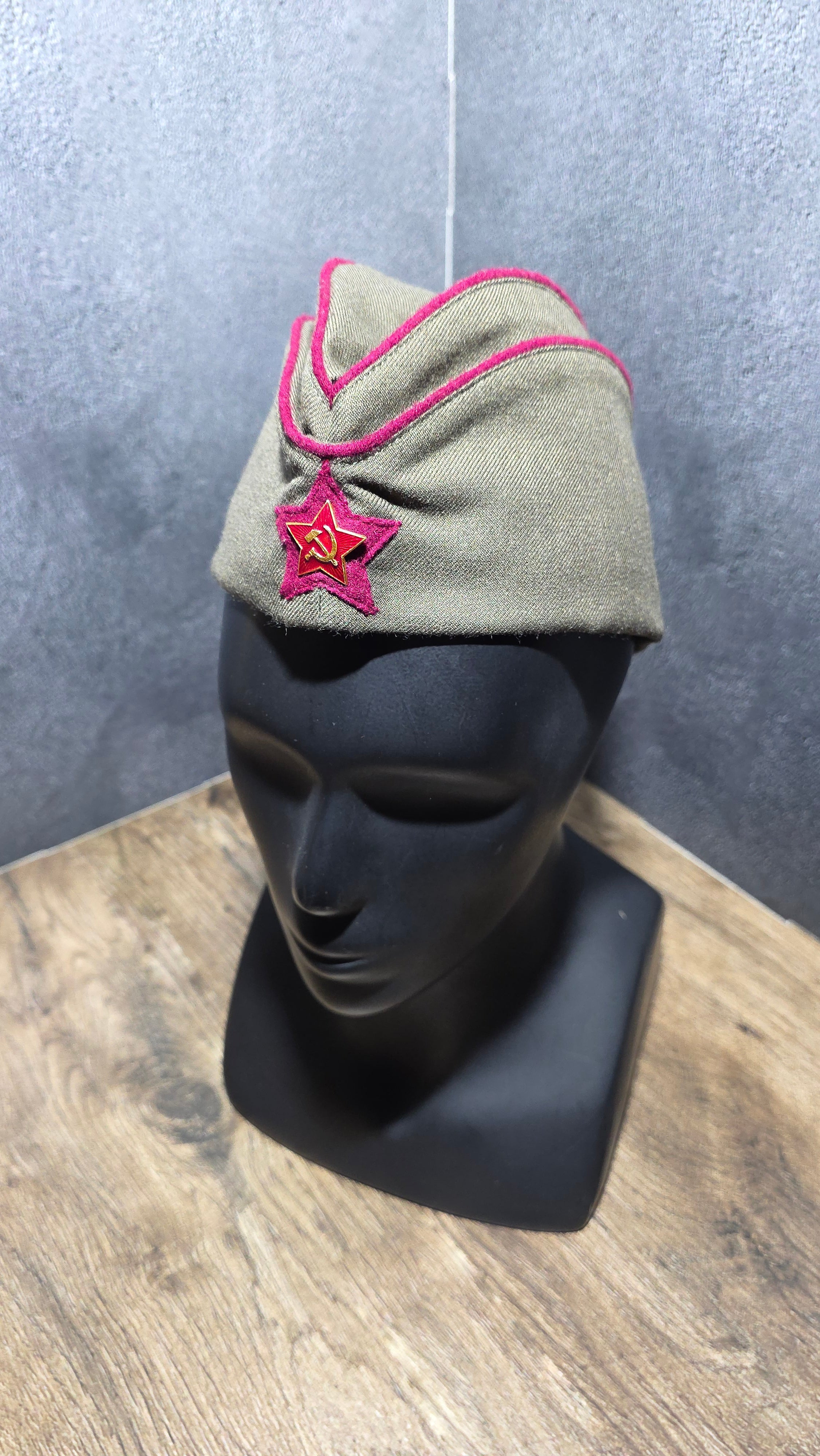 Vintage USSR RKKA 1935 Pattern Khaki Wool Pilotka Cap