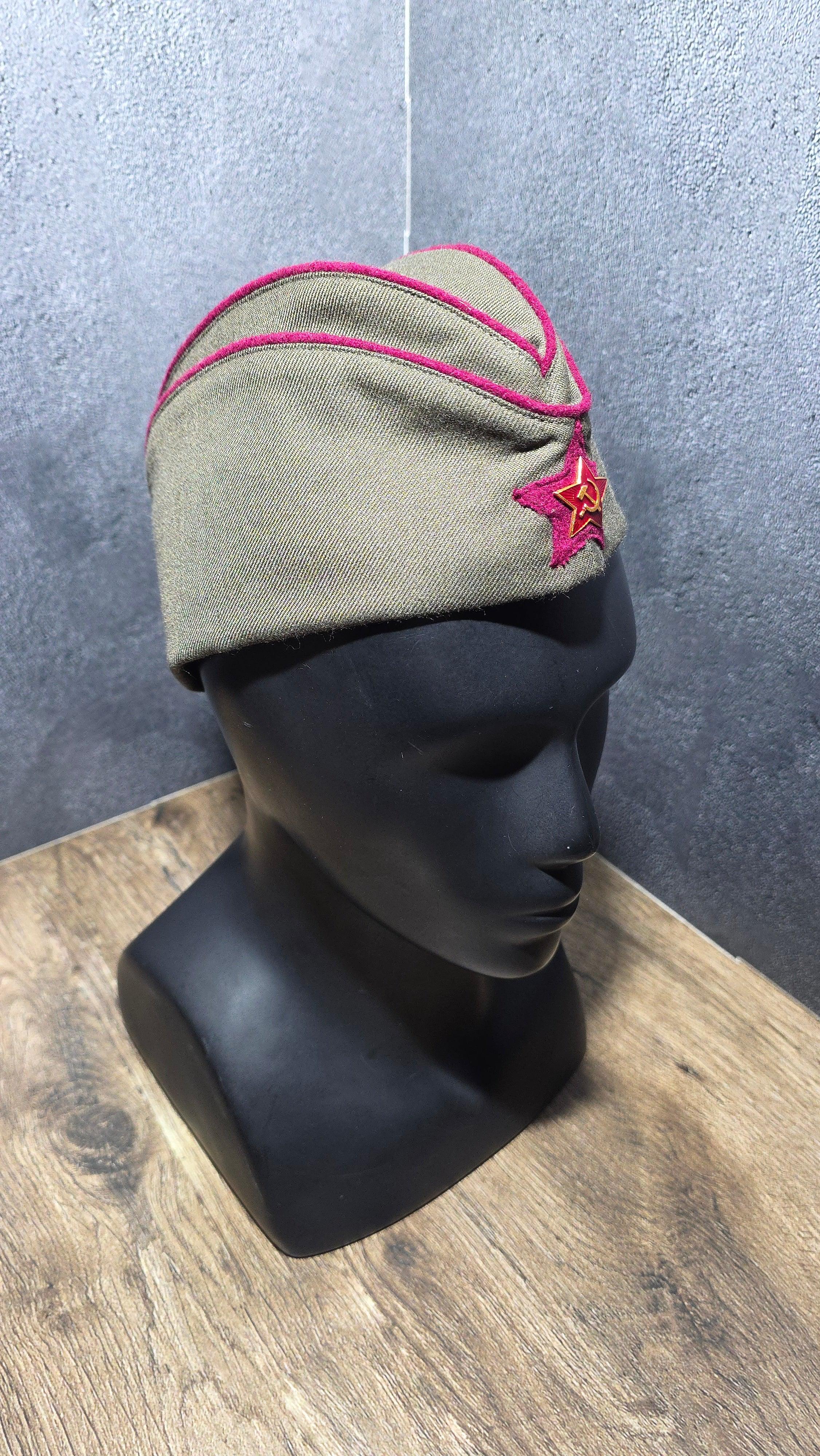 Vintage USSR RKKA 1935 Pattern Khaki Wool Pilotka Cap