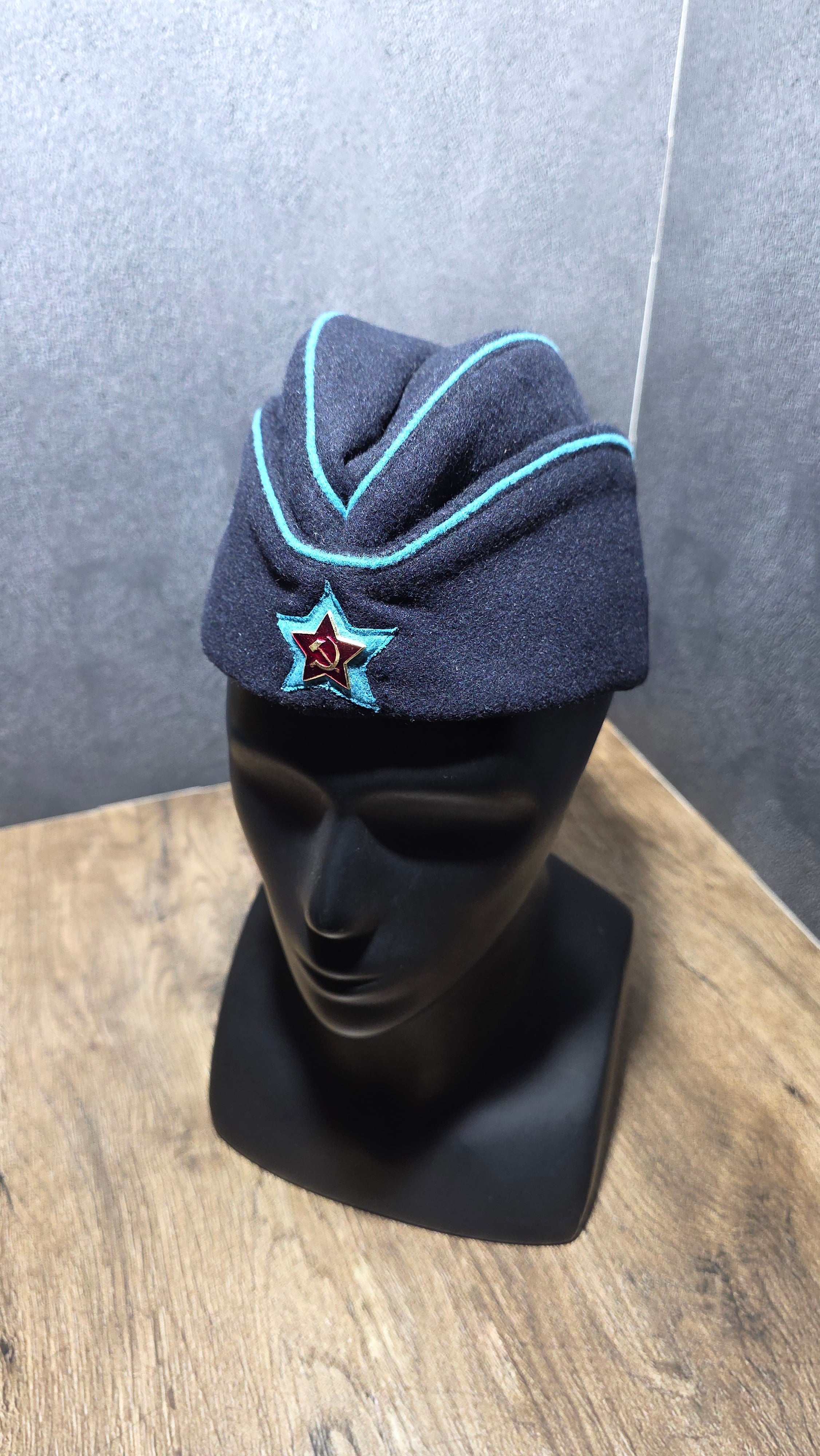 Vintage USSR RKKA VVS 1935 Pattern Blue Wool Pilotka Cap