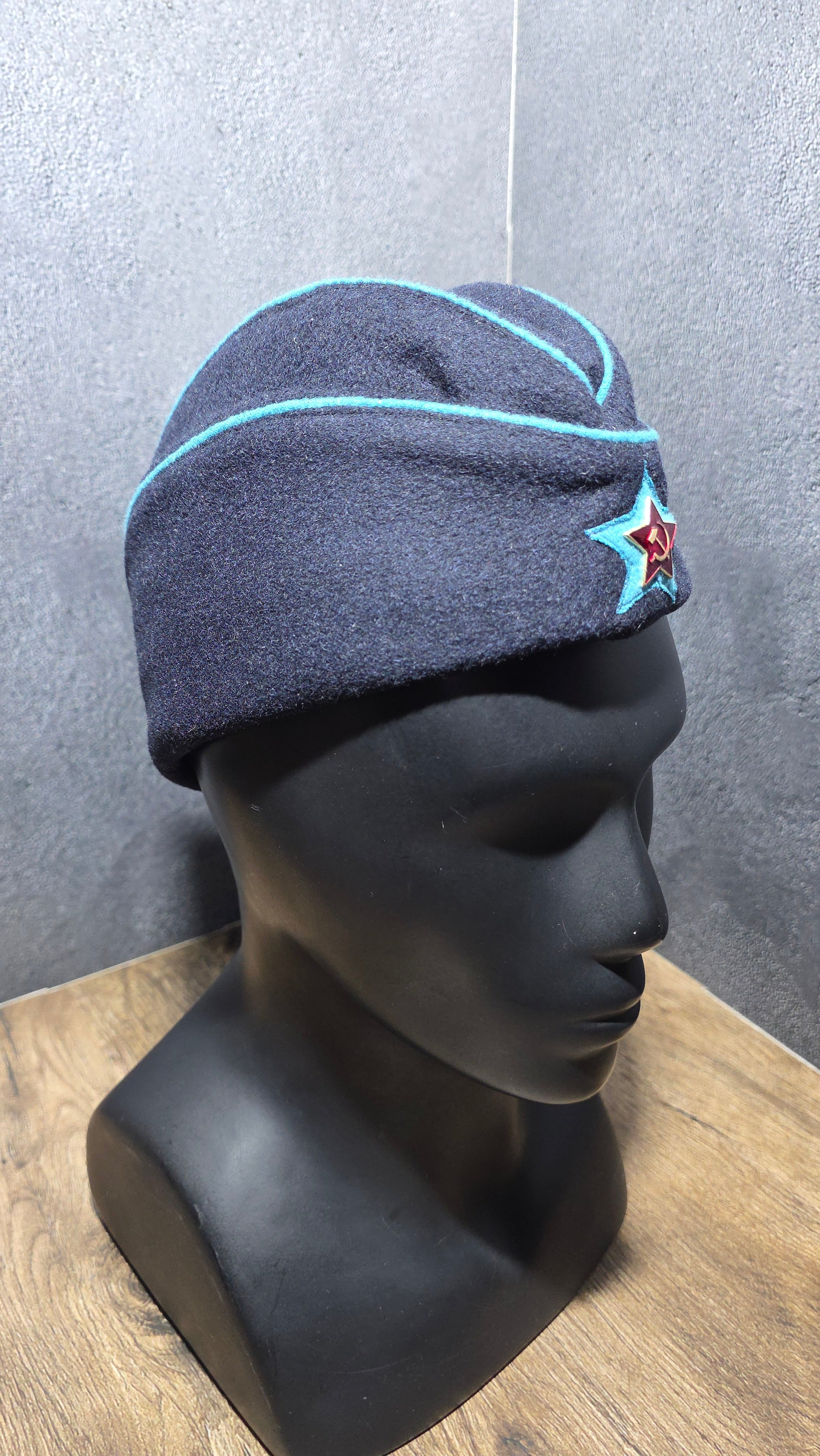 Vintage USSR RKKA VVS 1935 Pattern Blue Wool Pilotka Cap