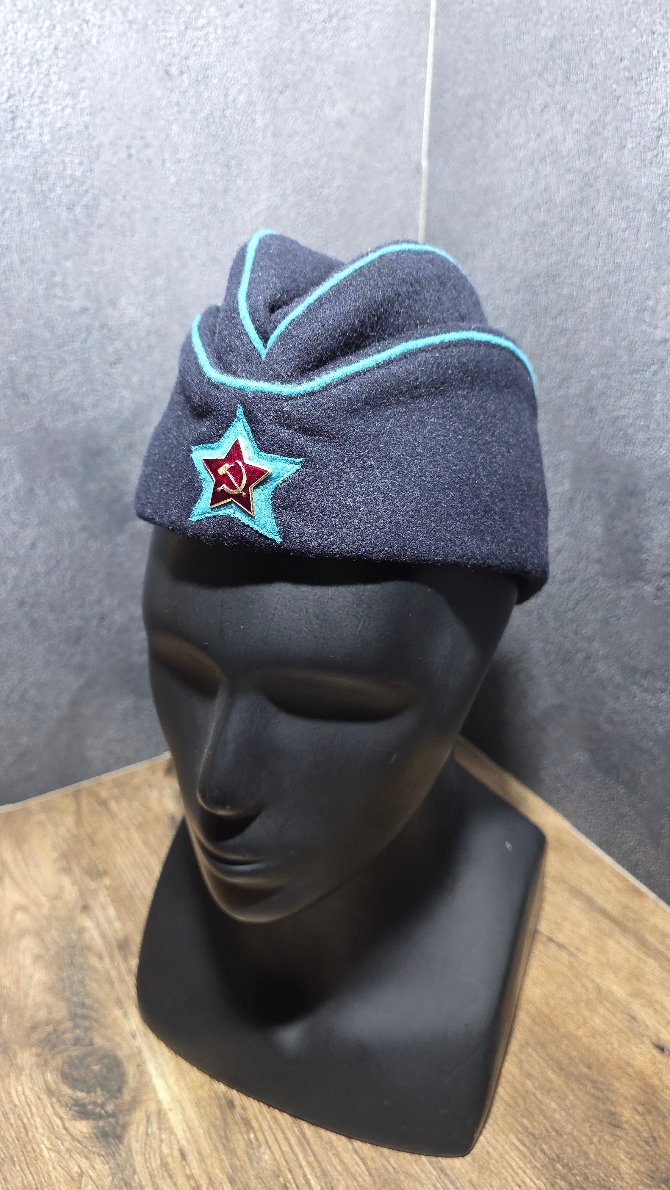Vintage USSR RKKA VVS 1935 Pattern Blue Wool Pilotka Cap