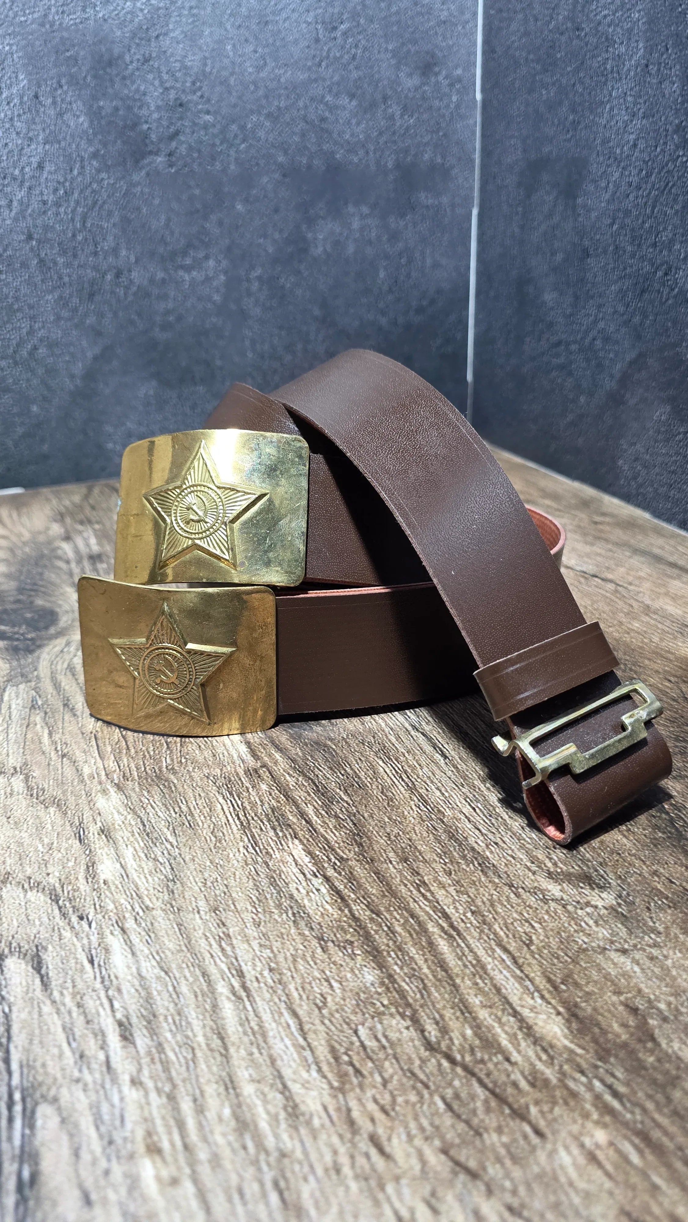 Vintage USSR Soviet Kirza Belt with Brass Buckle - Legend Returns Vintage