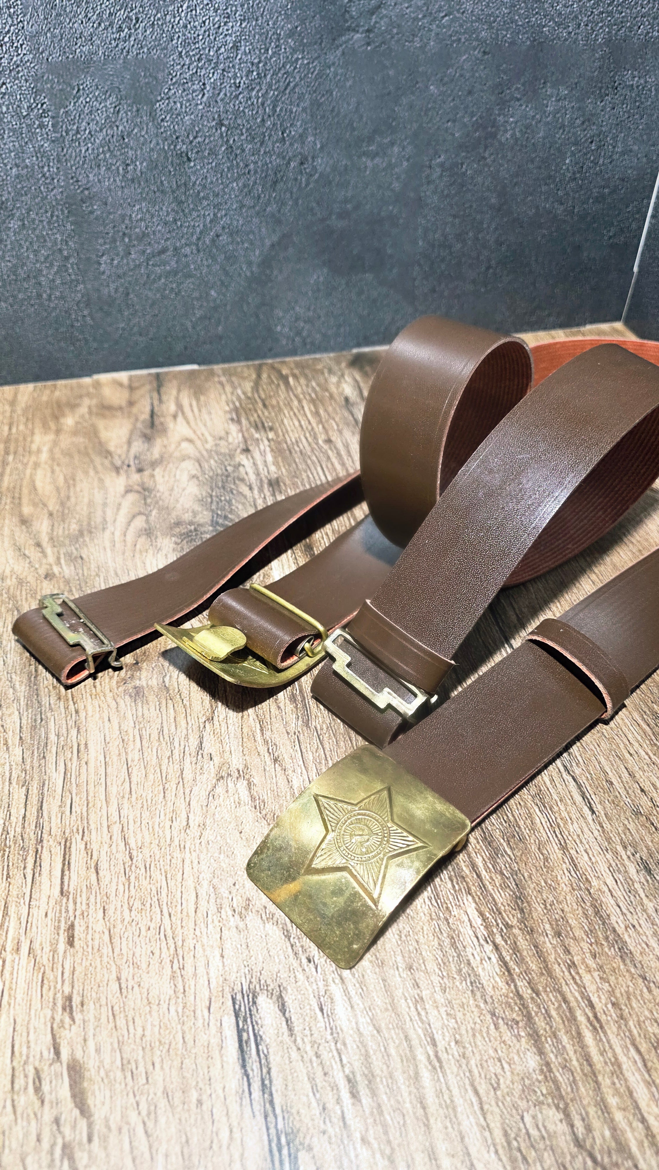 Vintage USSR Soviet Kirza Belt with Brass Buckle - Legend Returns Vintage