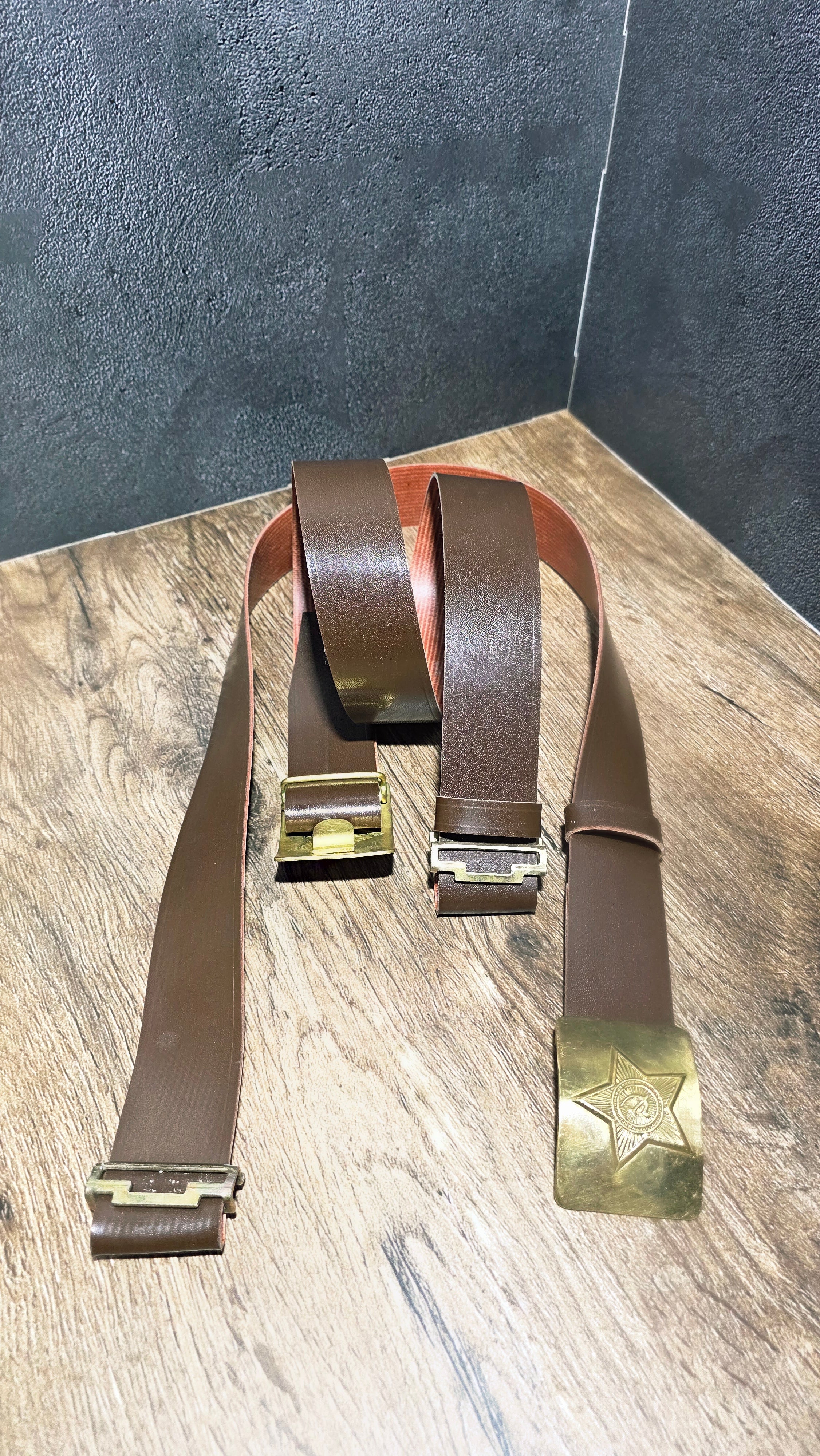 Vintage USSR Soviet Kirza Belt with Brass Buckle - Legend Returns Vintage