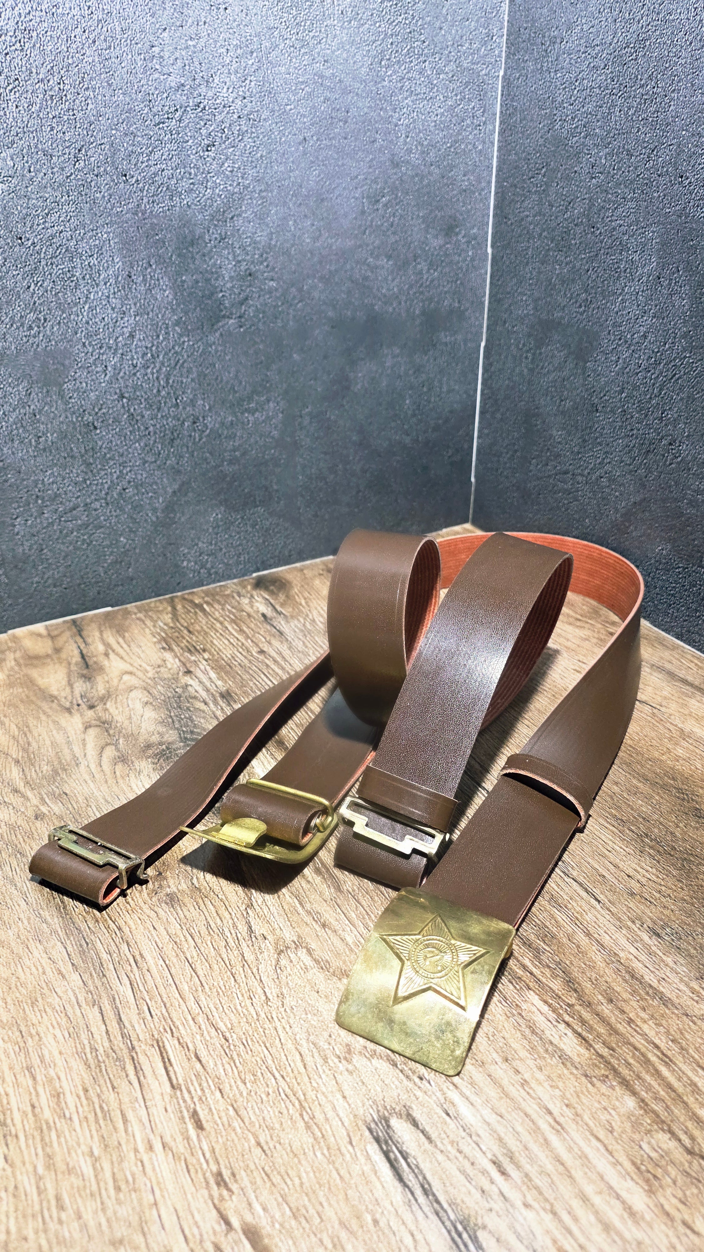 Vintage USSR Soviet Kirza Belt with Brass Buckle - Legend Returns Vintage