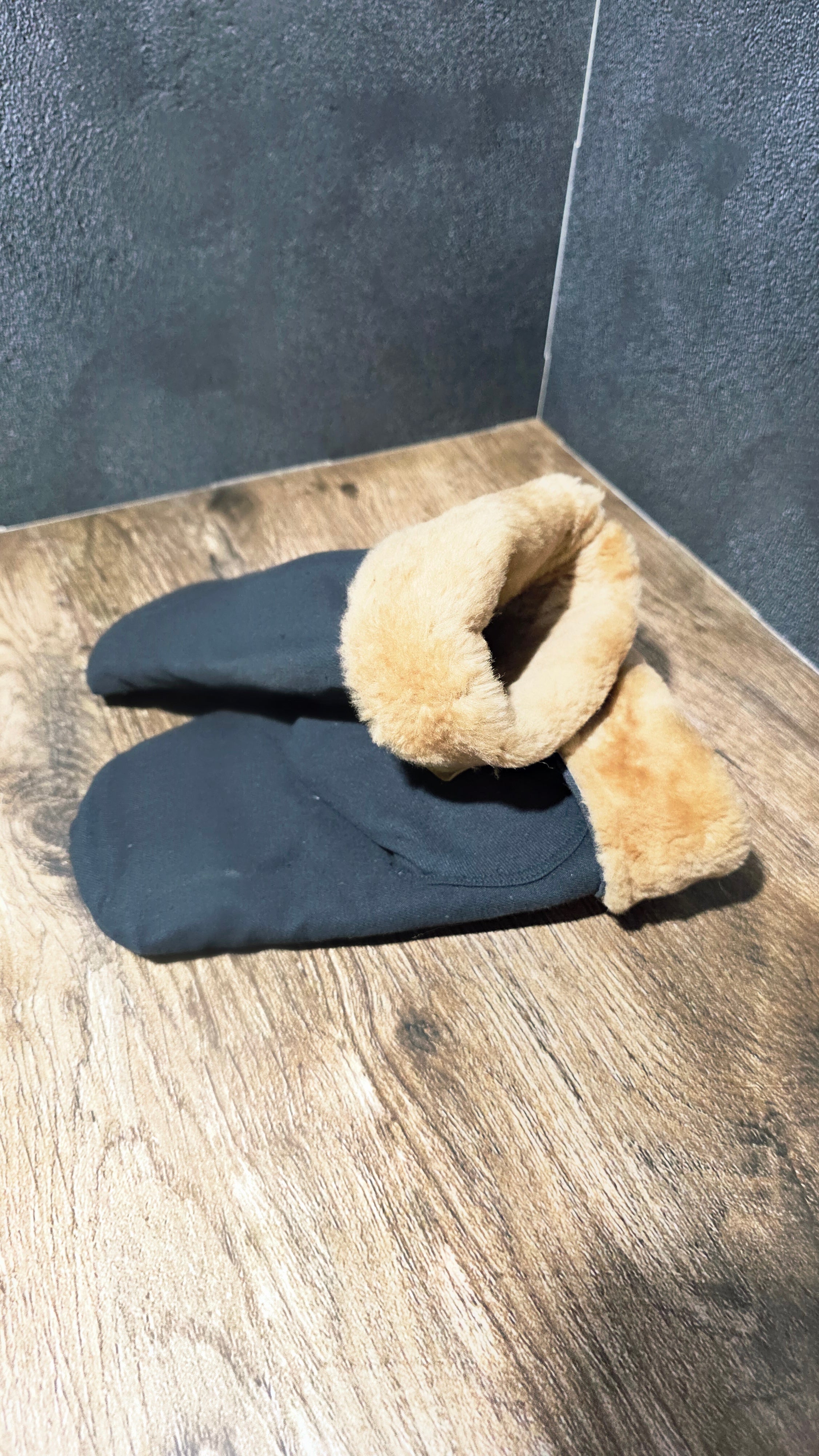 Vintage USSR Soviet Winter Sheepskin Mittens 1980s New Old Stock