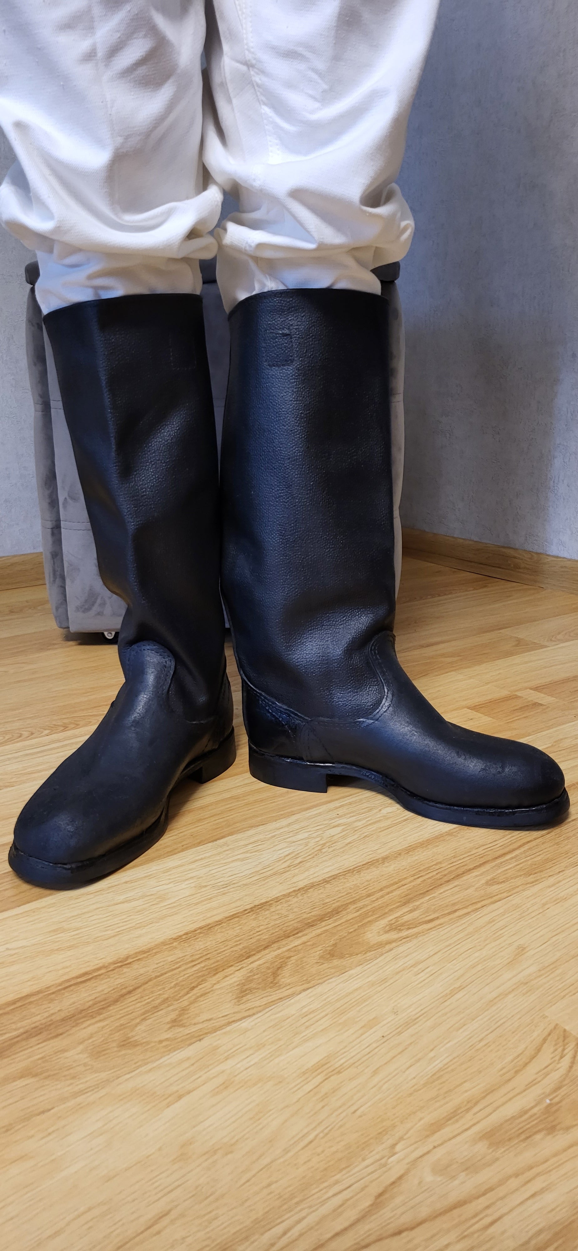 Vintage USSR Tall Kirza Boots Classic Soviet High Black Kirza Boots