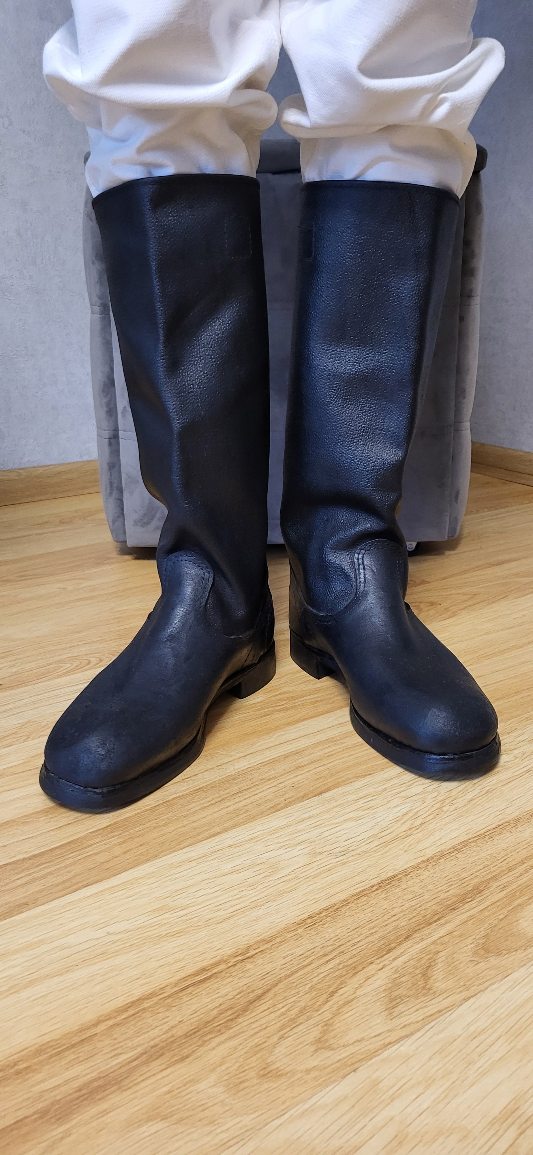 Vintage USSR Tall Kirza Boots Classic Soviet High Black Kirza Boots