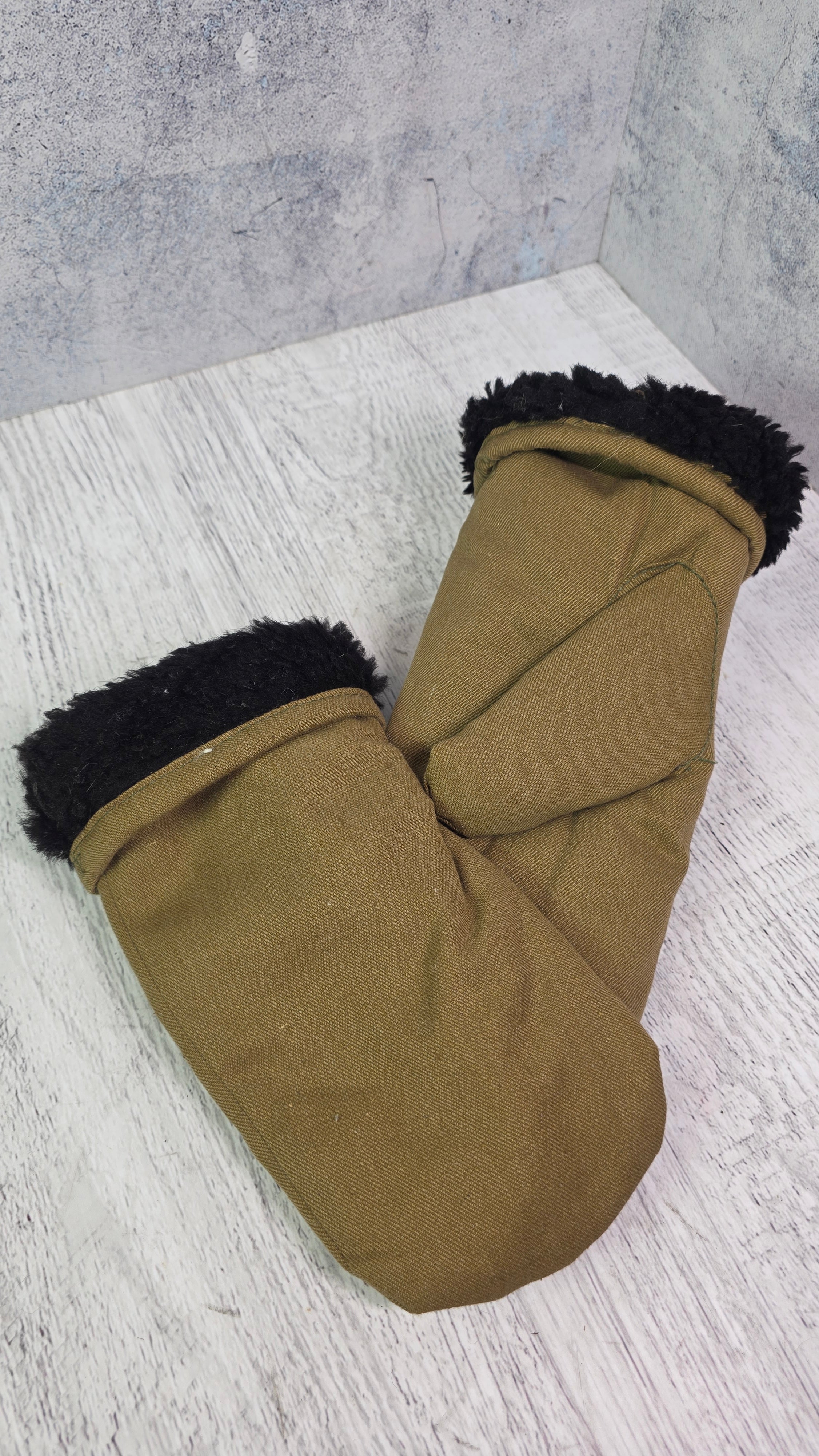 Vintage Winter Fur Mittens Soviet USSR Cold Weather Gloves Archival Field Style Handwear - Legend Returns Vintage